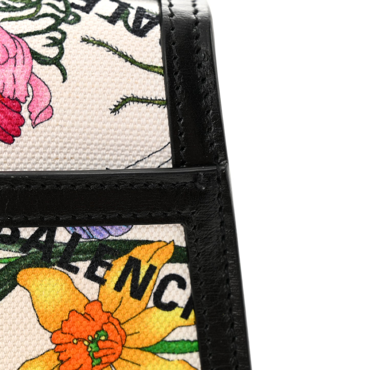 X GUCCI Canvas Boarded Plutone Calfskin Flora Logo Print Small Hourglass Top Handle Bag White Multicolor Black