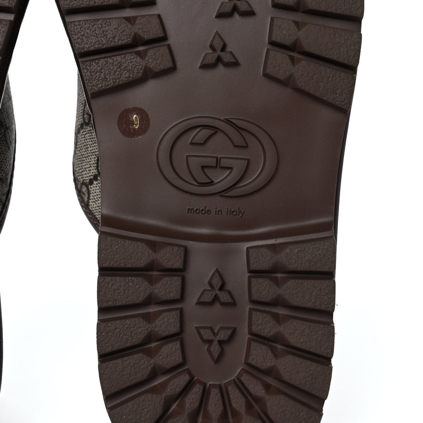GG Supreme Monogram Granada Kid Mens Lug Sole Slide Sandals 9 Beige New Acero