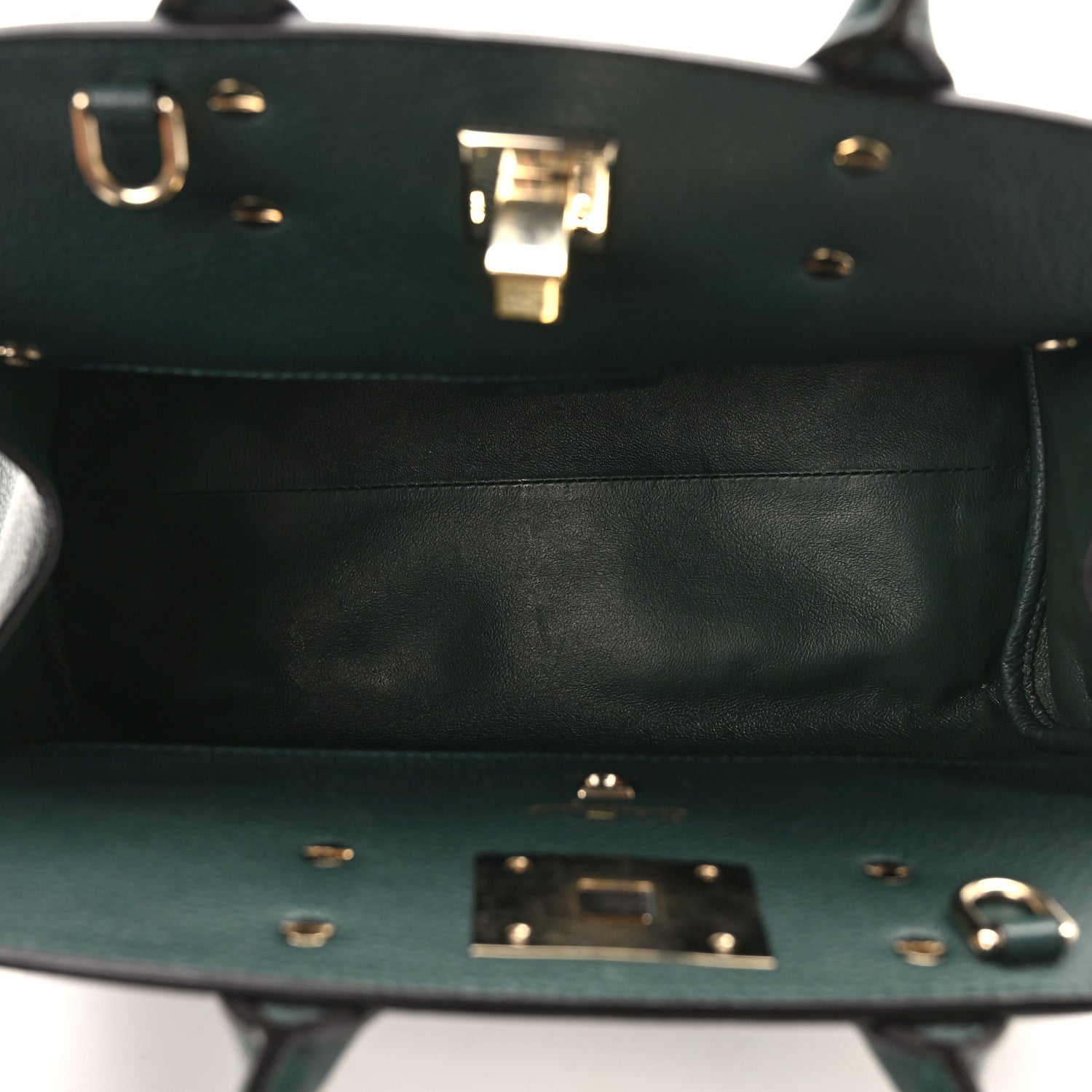 Salvatore Ferragamo Hammered Calfskin Medium Studio Top Handle Bag Dark Green 6 of 15