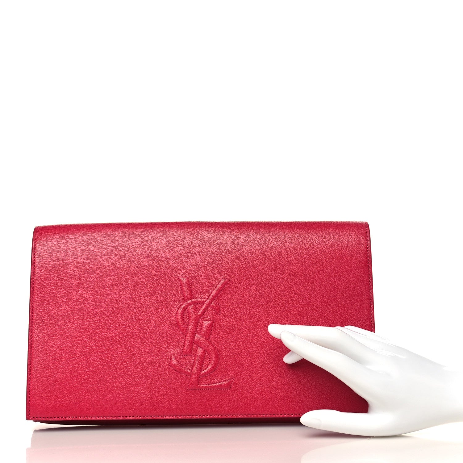 Saint Laurent Calfskin Monogram Large Belle De Jour Clutch Fuchsia 3 of 9