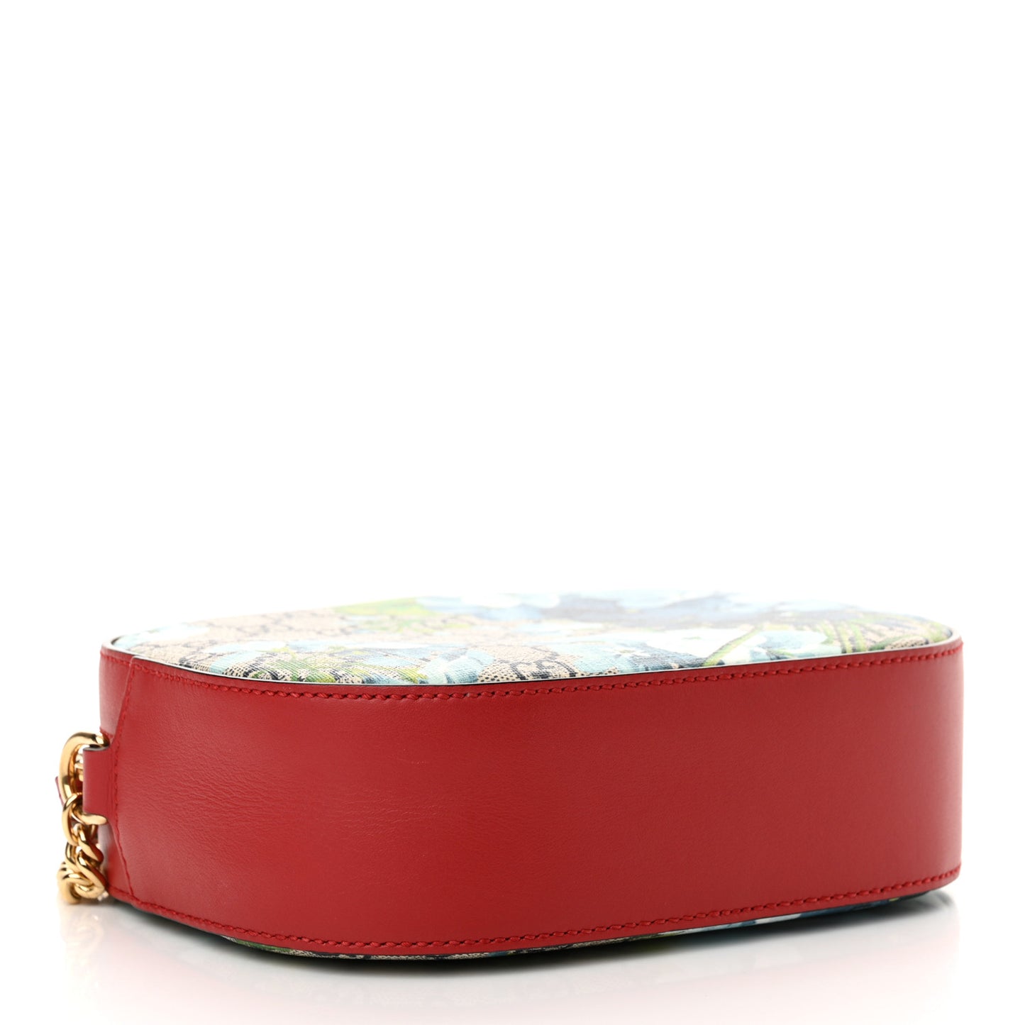 GG Supreme Monogram Blooms Mini Chain Shoulder Bag Beige Blue Navy Hibiscus Red