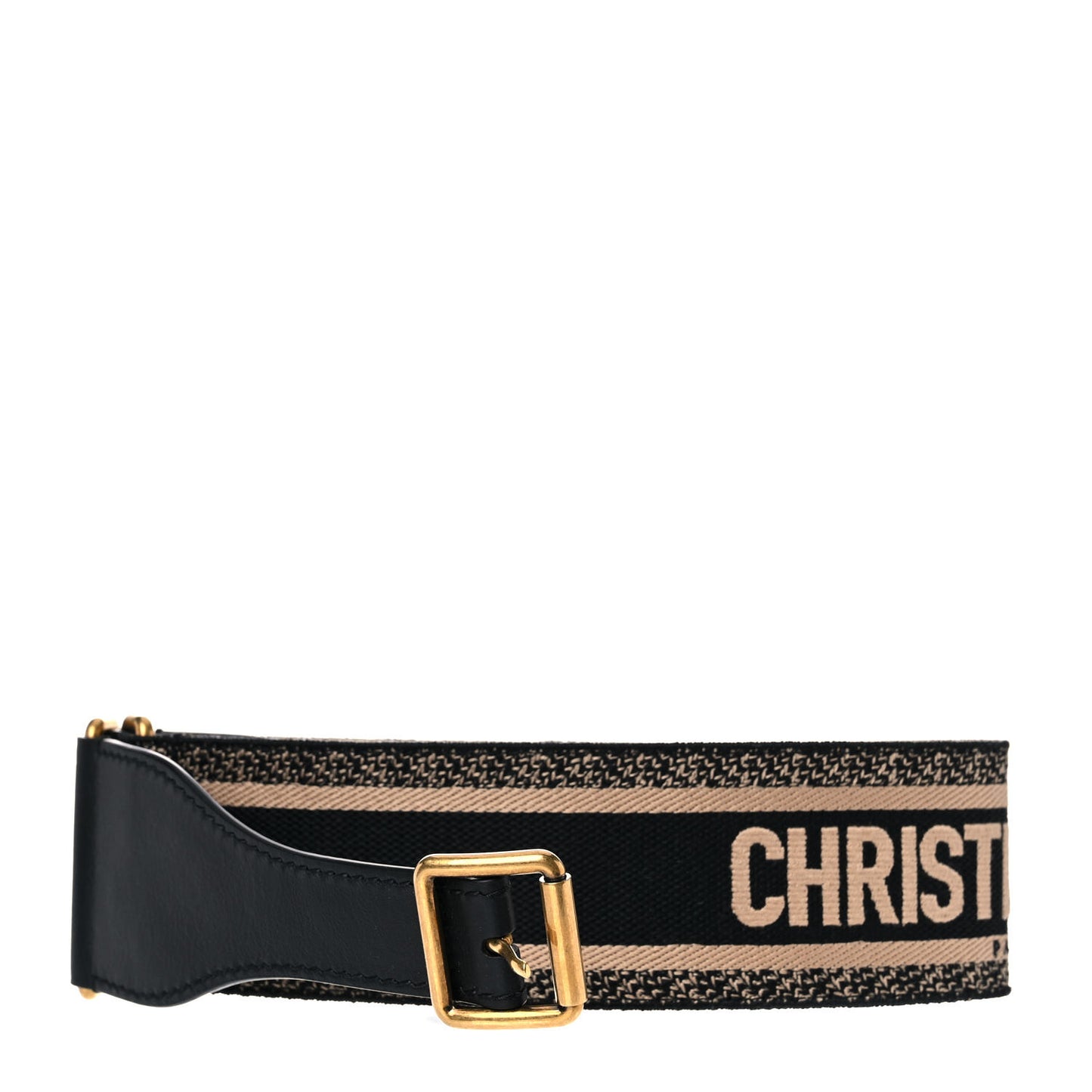 Canvas Embroidered Belt 80 32 Black Beige