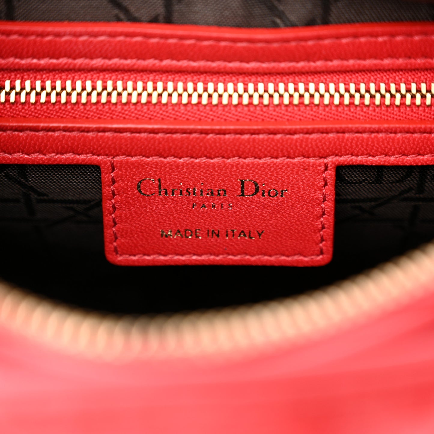 Lambskin Cannage Medium Lady Dior Red