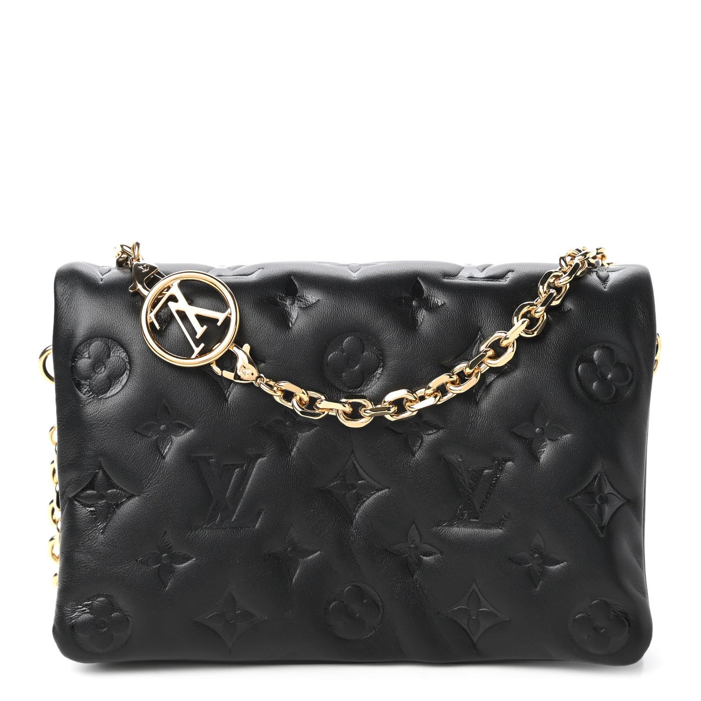 Lambskin Embossed Monogram Pochette Coussin Black
