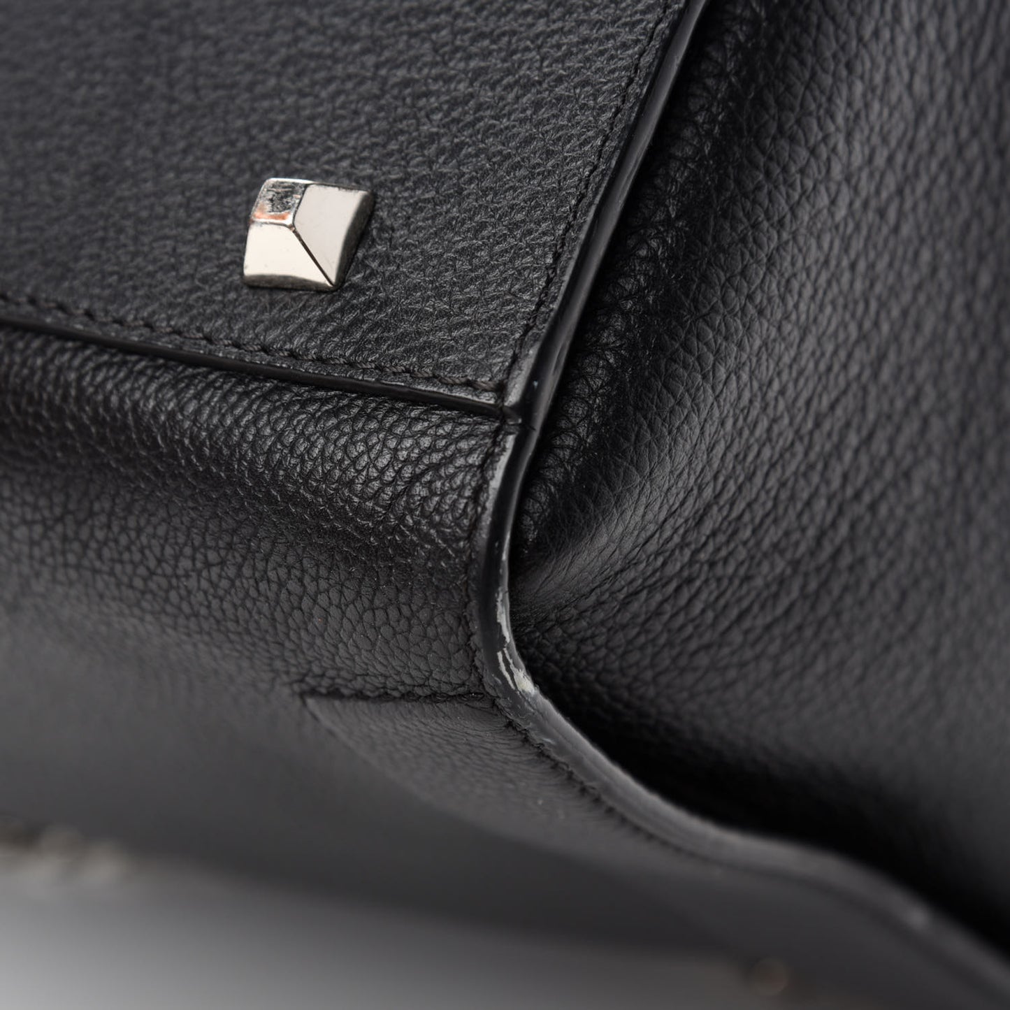 Grained Calfskin Large Catherine Studs Tote Black
