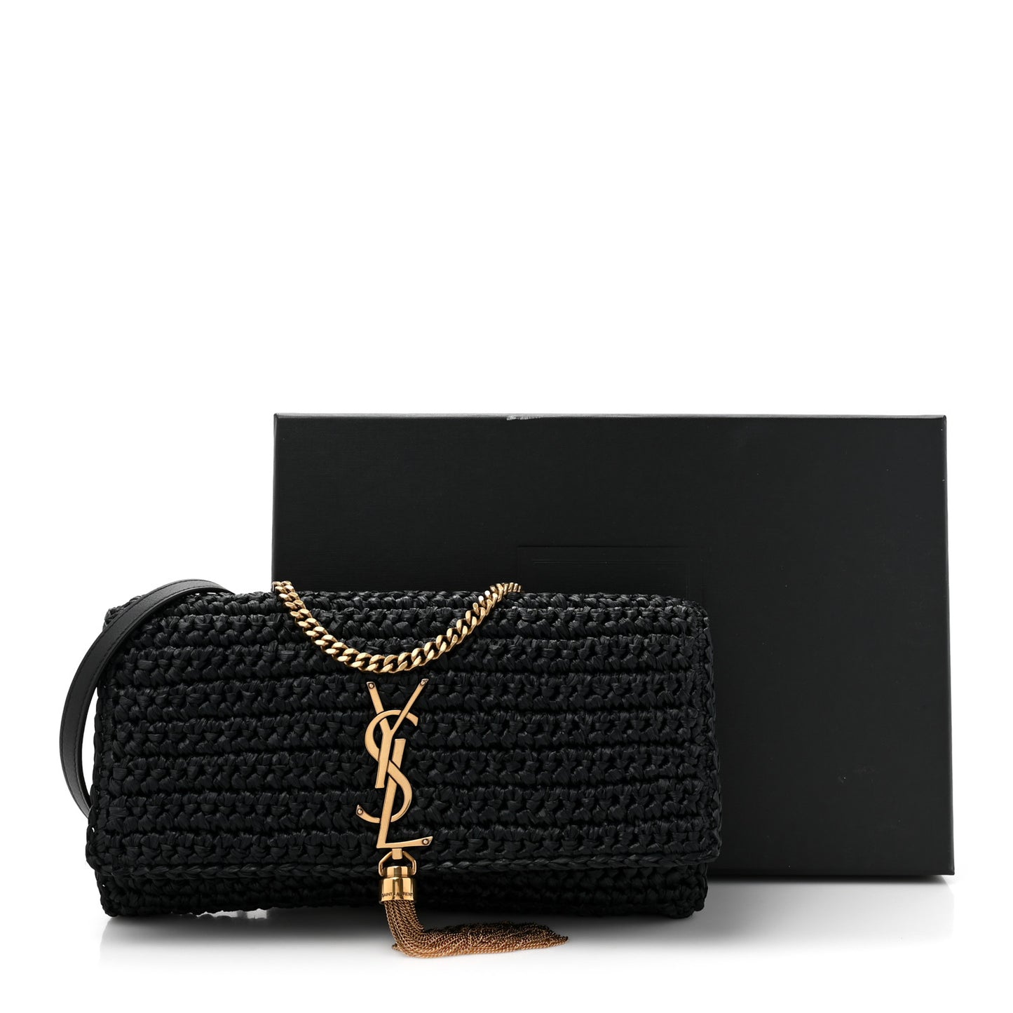 Raffia Monogram Tassel Kate 99 Black