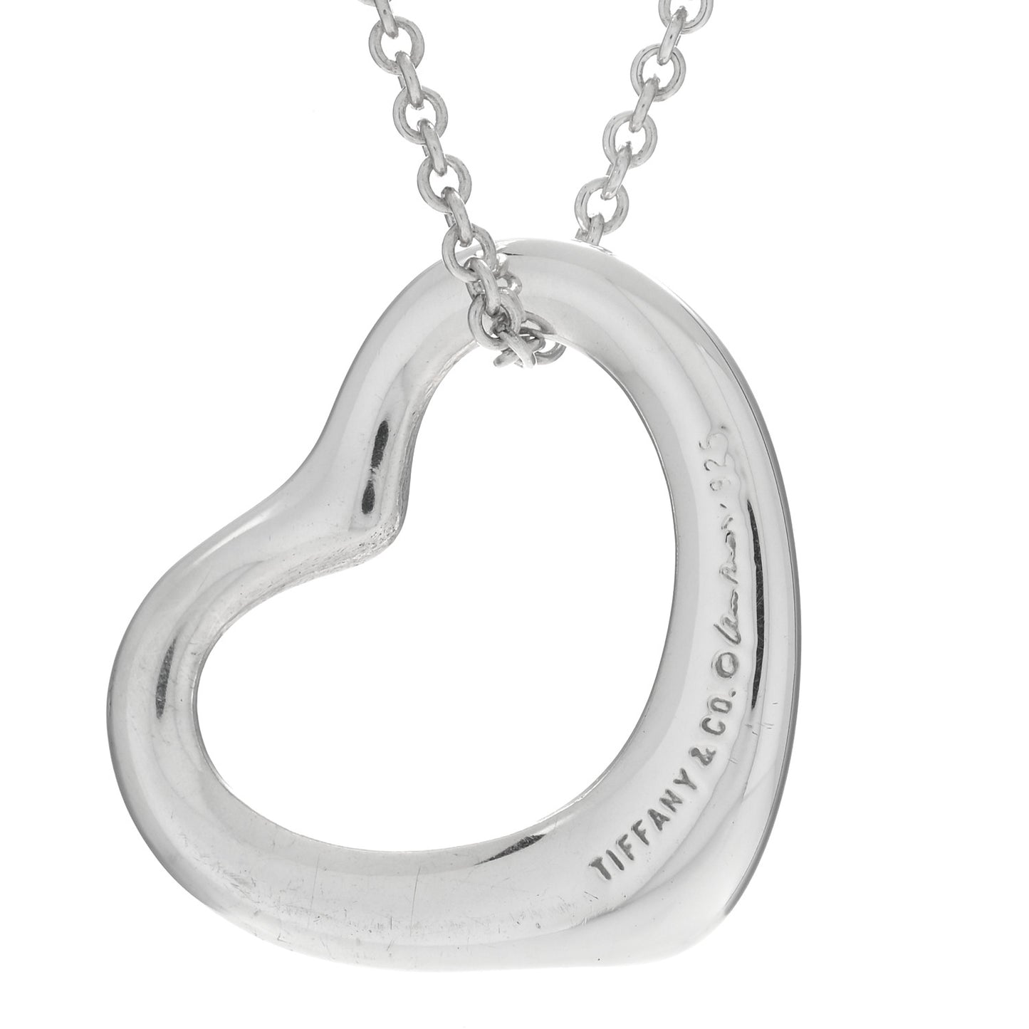 Sterling Silver 22mm Elsa Peretti Open Heart Pendant Necklace