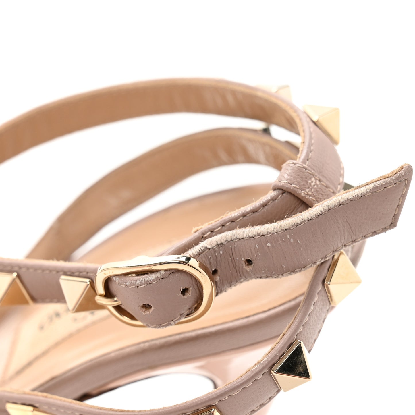 Patent Nappa Rockstud Ankle Strap 100mm Pumps 39 Water Rose Poudre