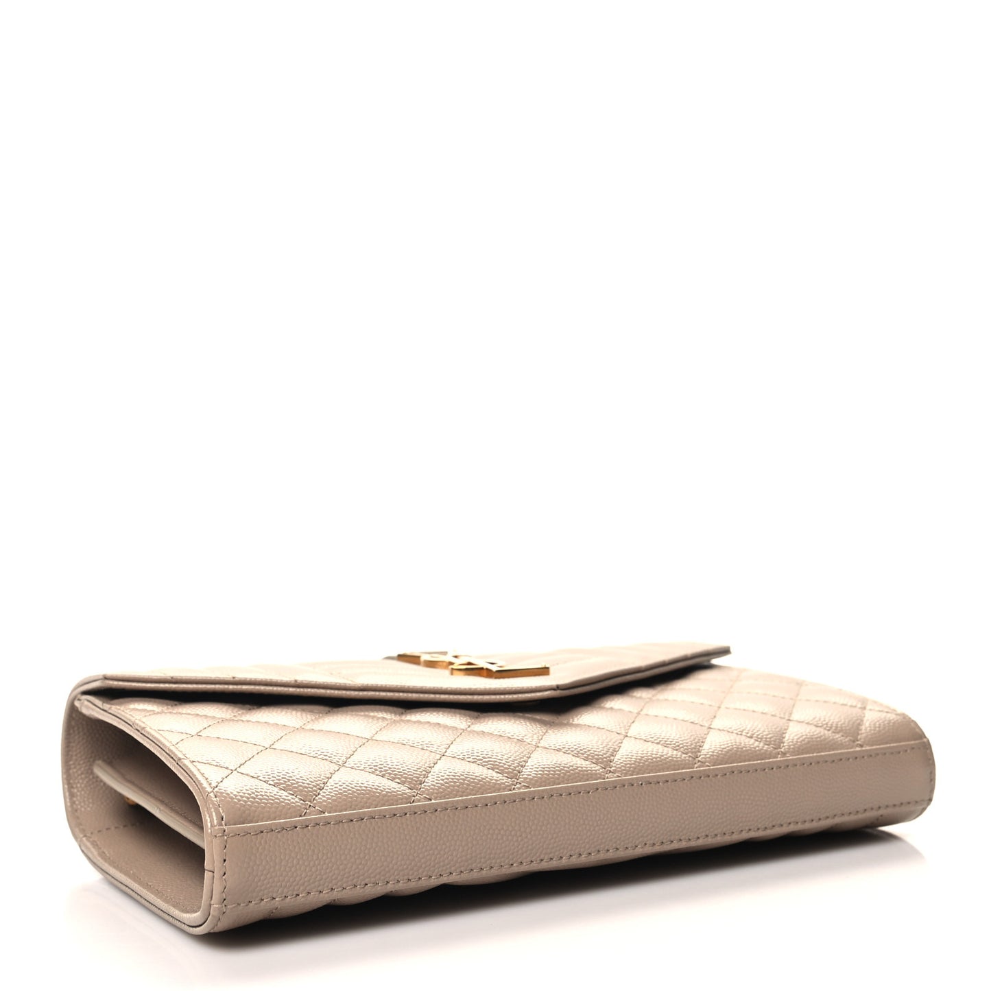 Grain De Poudre Mixed Matelasse Triquilt Monogram Chain Wallet Dark Beige