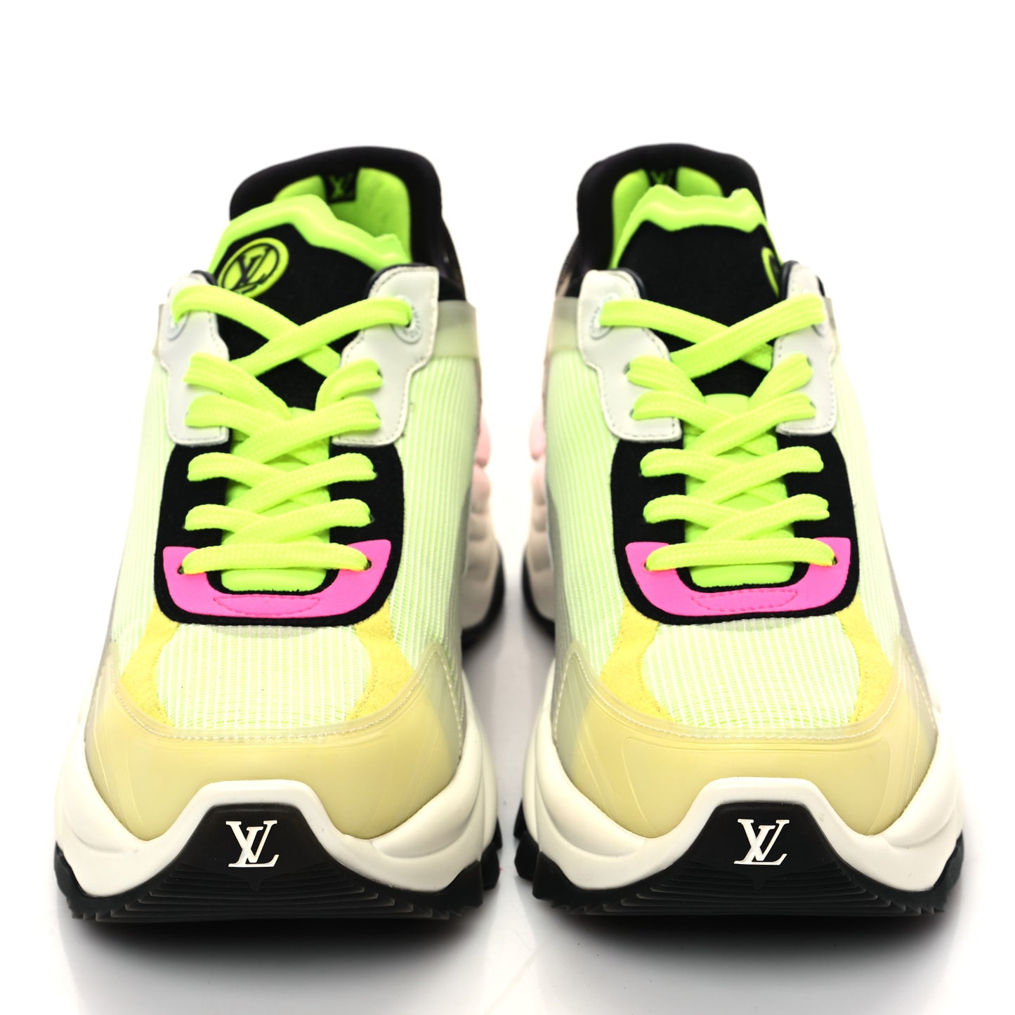 Monogram Calfskin Run 55 Sneakers 40 Pink White Yellow