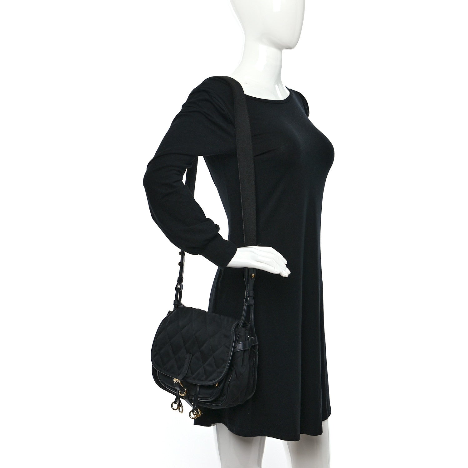 Prada Nylon Calf Corsaire Bag Black 2 of 8