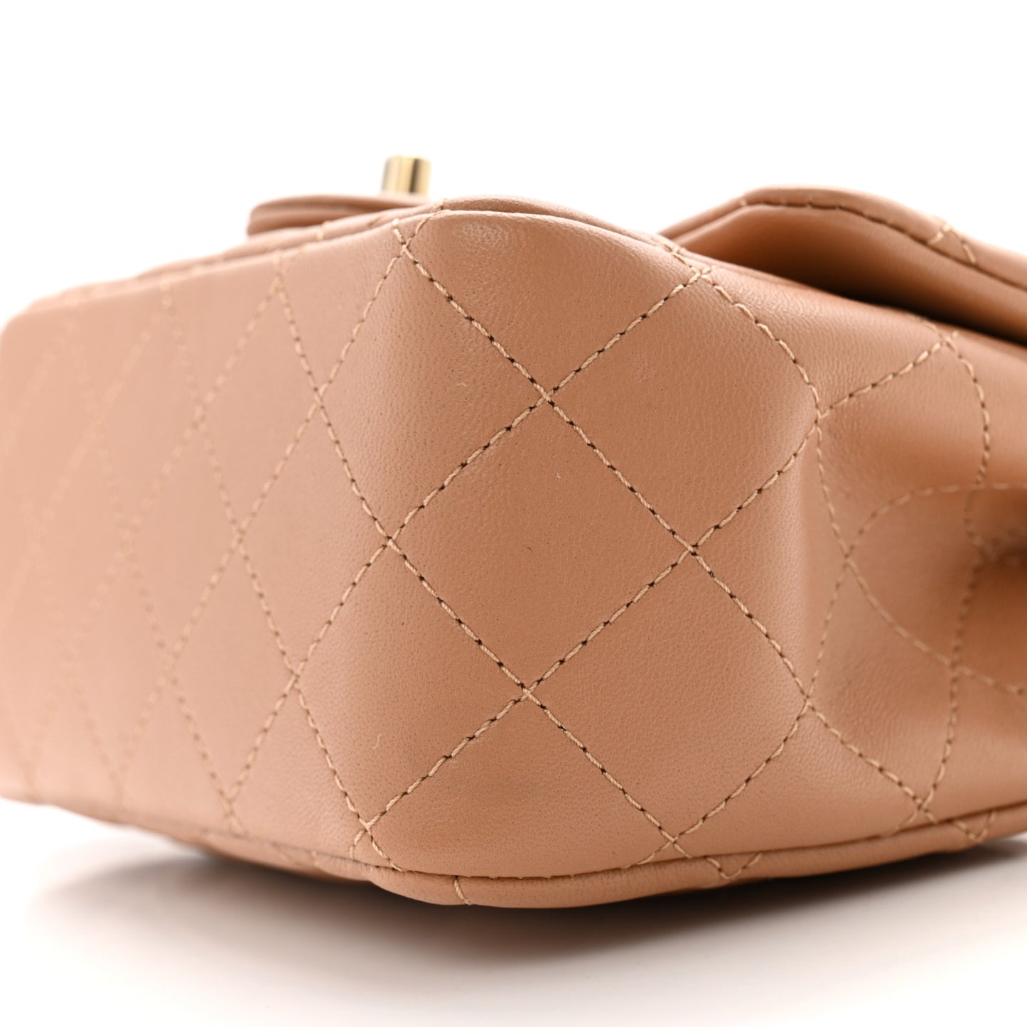 Lambskin Quilted Mini Square Flap Brown