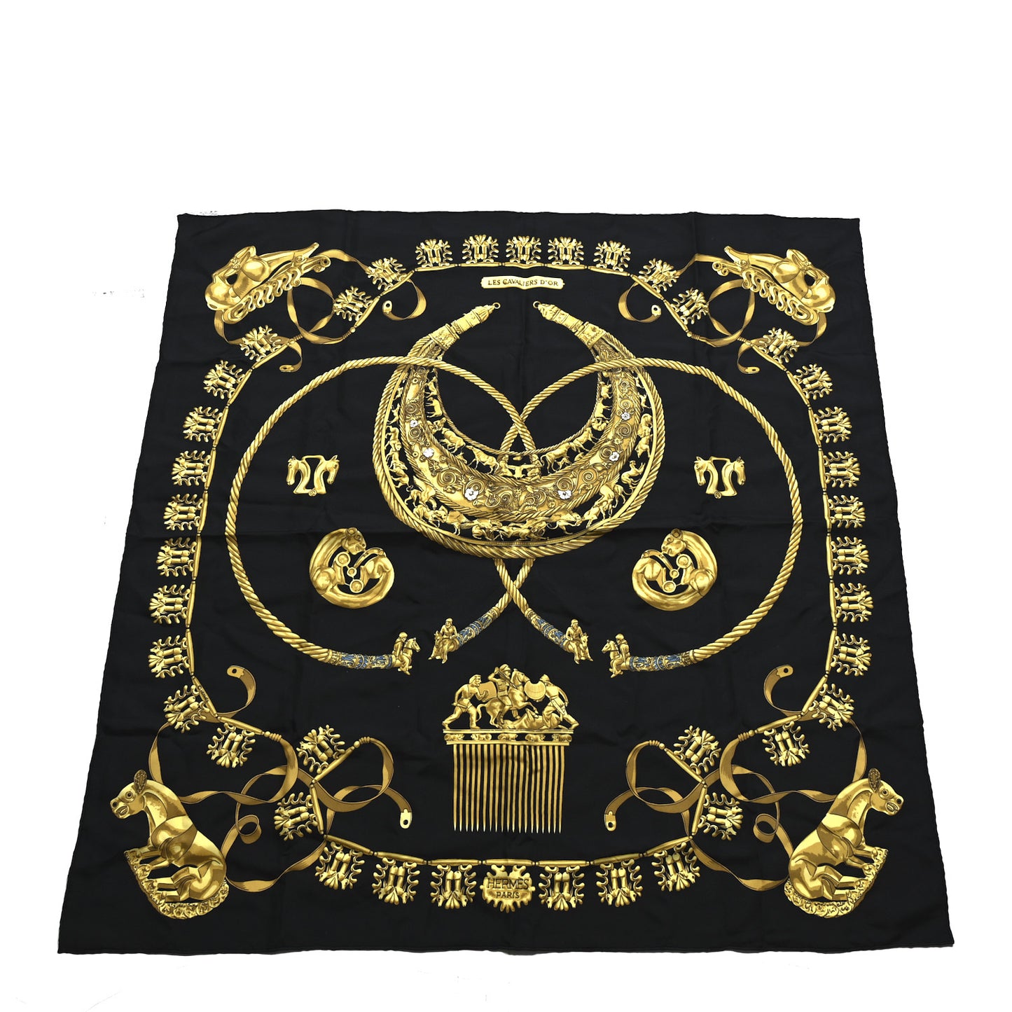 Silk Mousseline Les Cavaliers D'Or Scarf 90