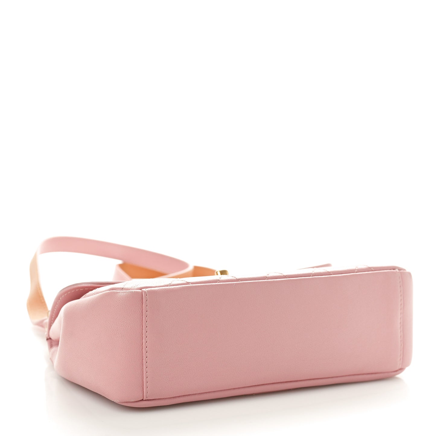 Lambskin Quilted Curved Flap Pink