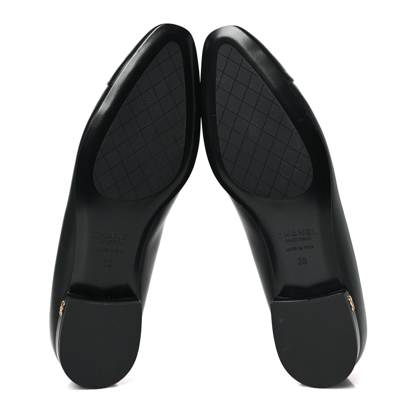Lambskin Cap Toe CC Uniform Ballerina Flats 39 Black