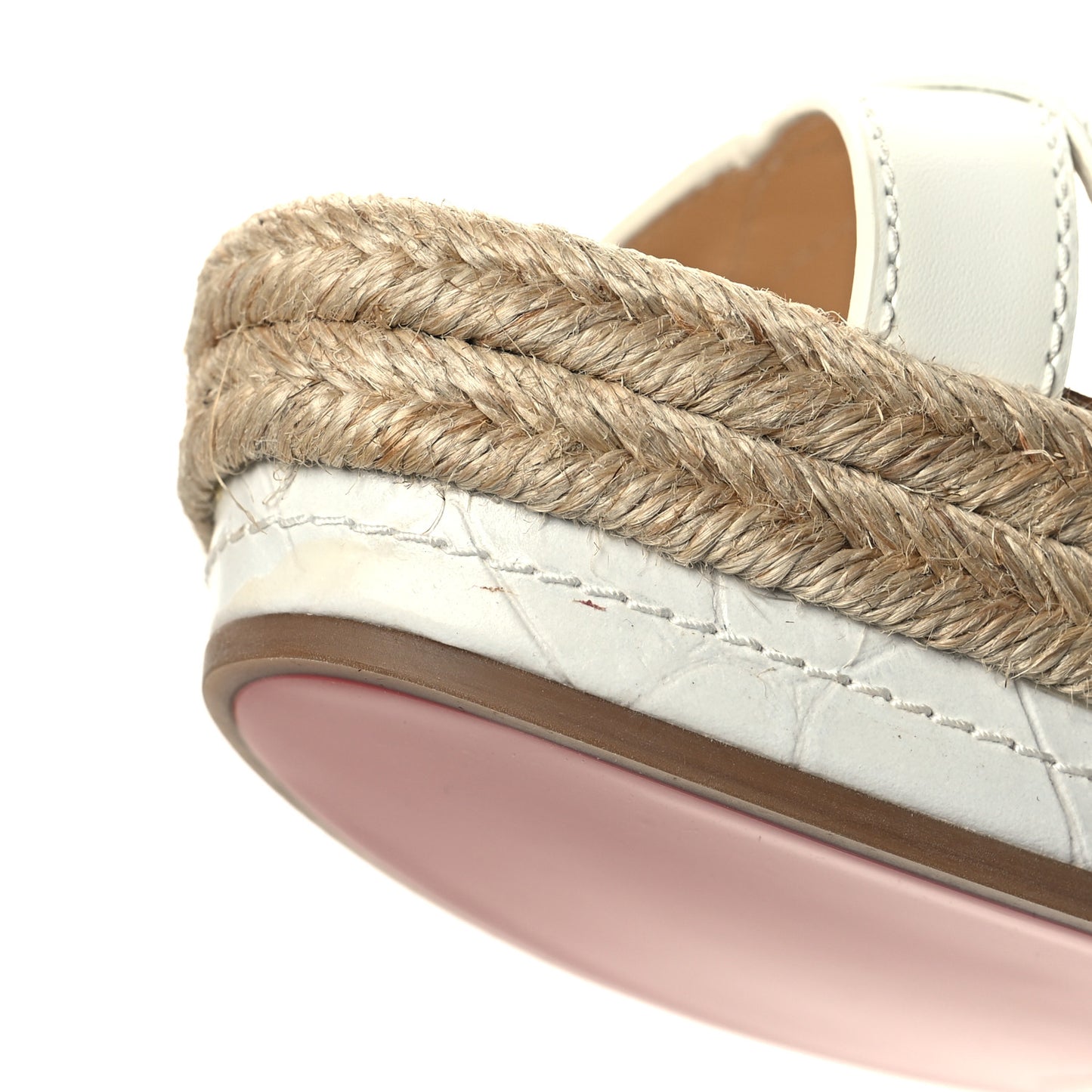 Calfskin Crocodile Embossed Almerio 60 Espadrille Wedges 38 White