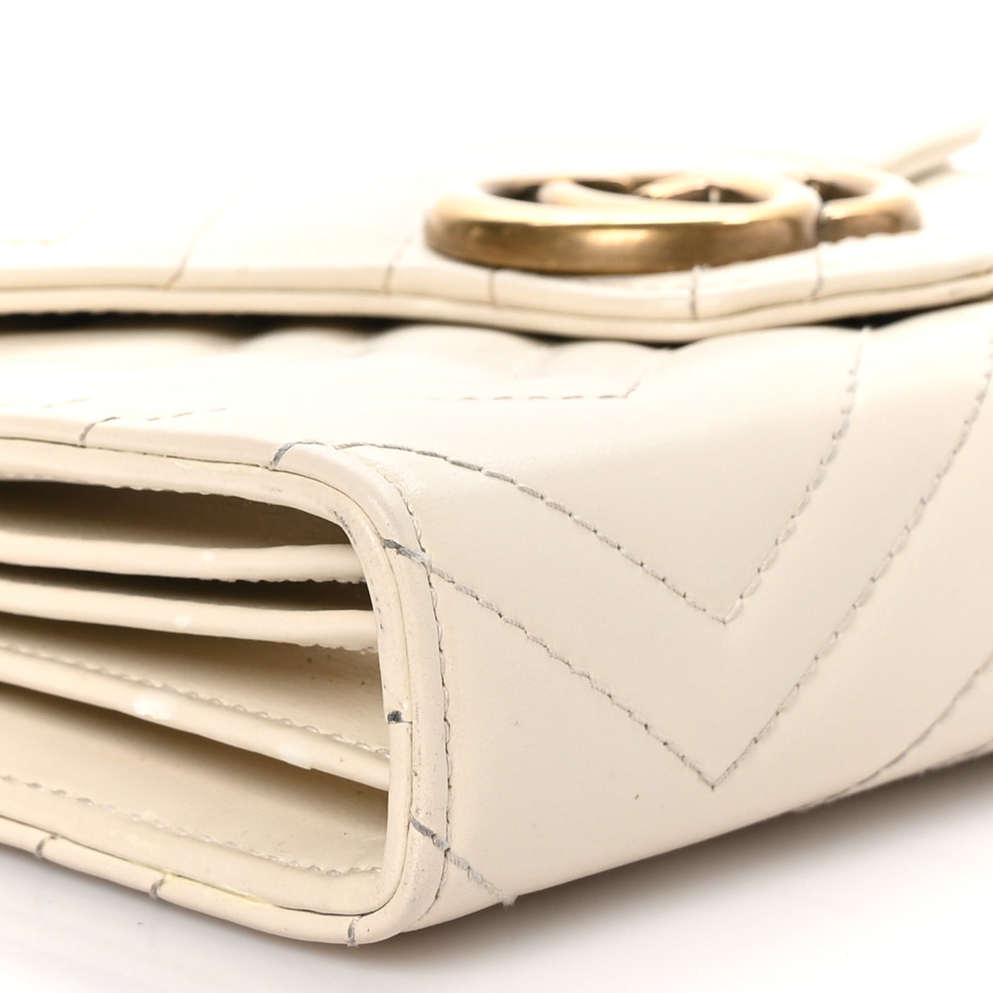 Calfskin Matelasse GG Marmont Chain Wallet Mystic White