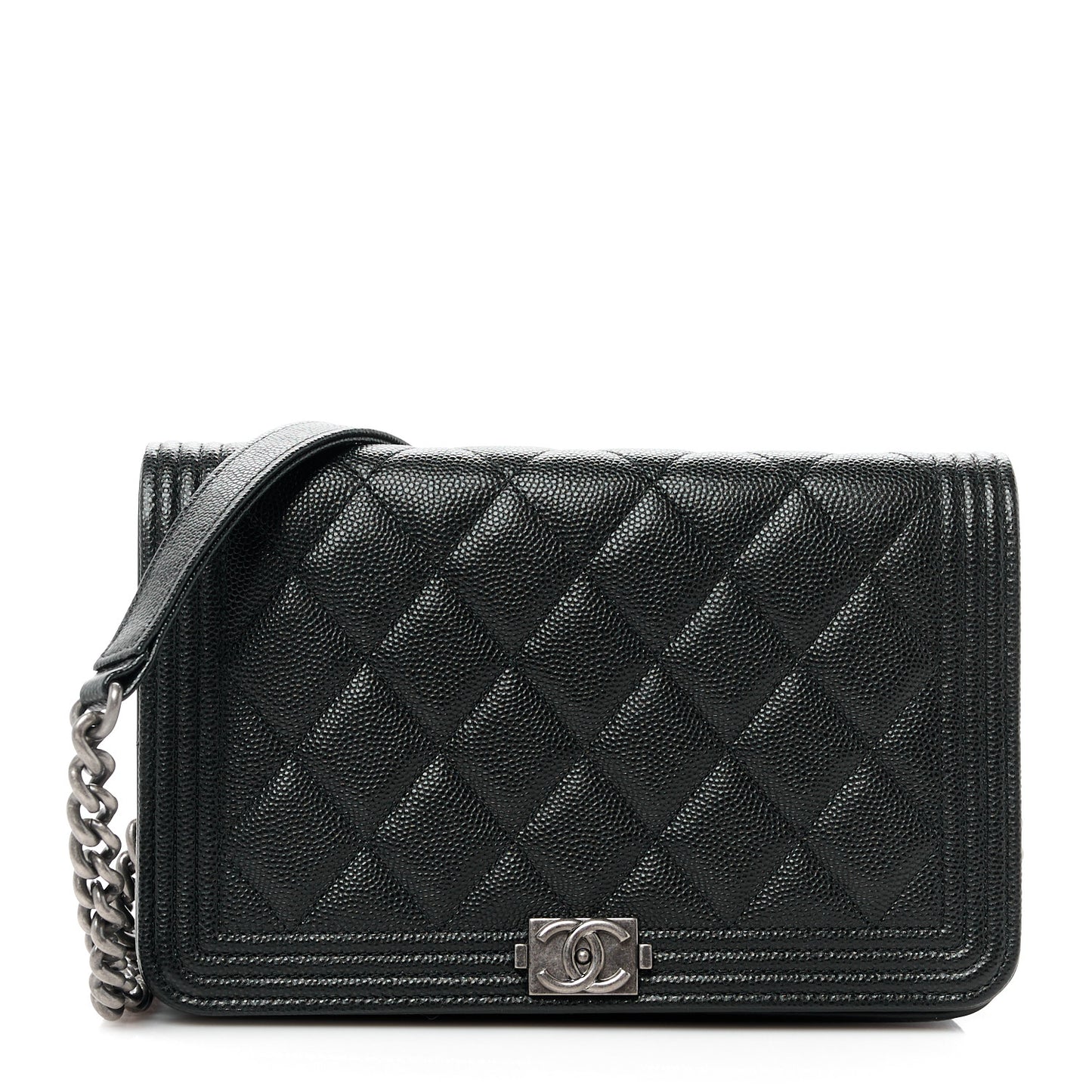 Caviar Quilted Boy Wallet On Chain WOC Black