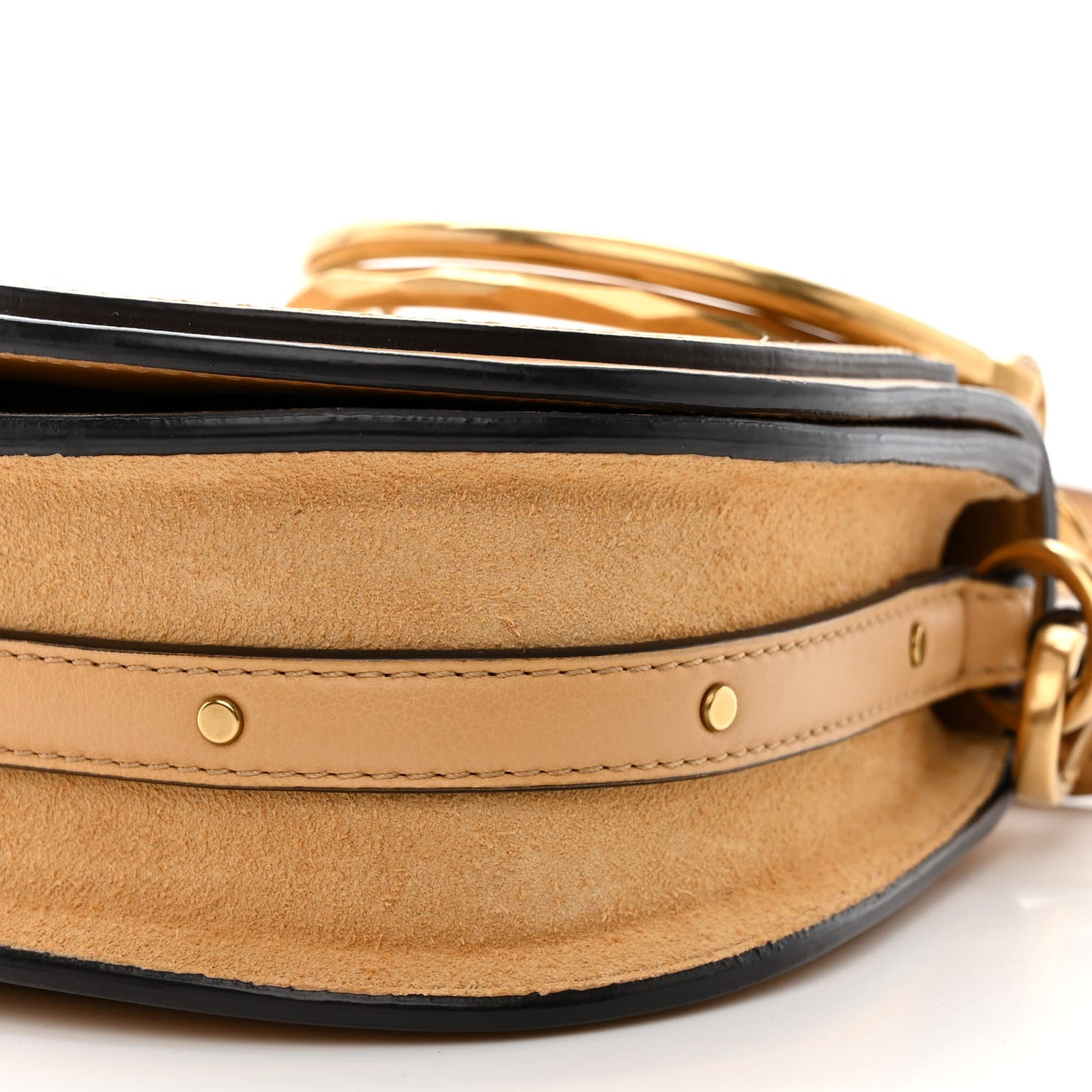 Calfskin Suede Small Nile Bracelet Bag Bleached Brown