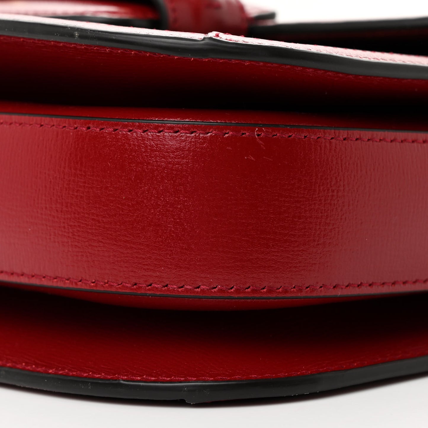 GG Supreme Monogram Azalea Calfskin Horsebit 1955 Shoulder Bag Beige Ebony New Cherry Red