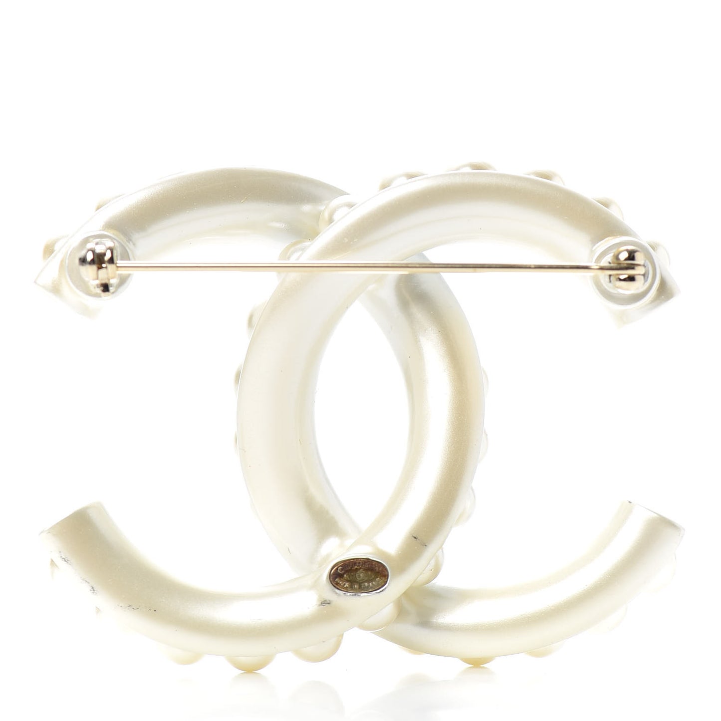 Pearl CC Brooch Golden Pearly White