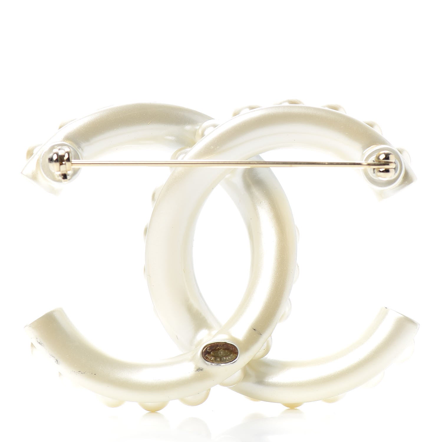 Chanel Pearl CC Brooch Golden Pearly White 3 of 4