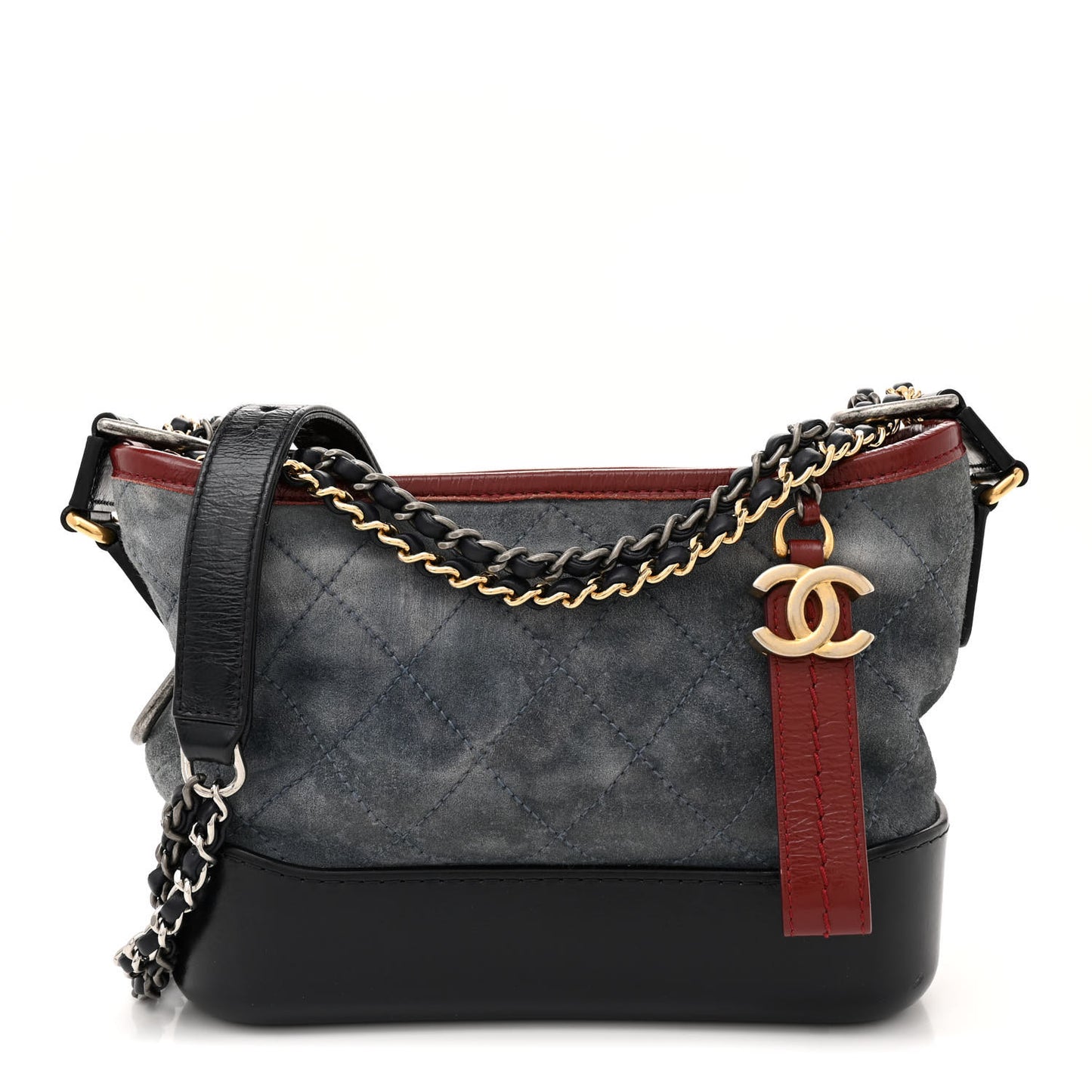 Suede Calfskin Quilted Small Gabrielle Hobo Blue