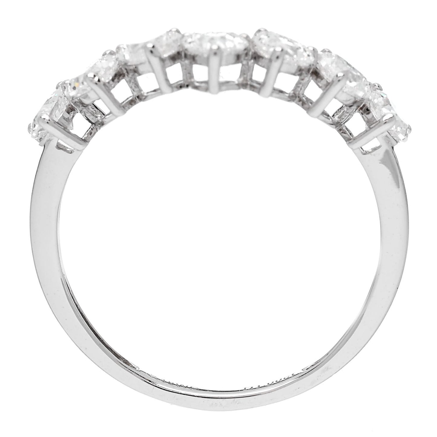 18K White Gold Diamond 1.00ctw Heart Cut Curved Ring 54 7