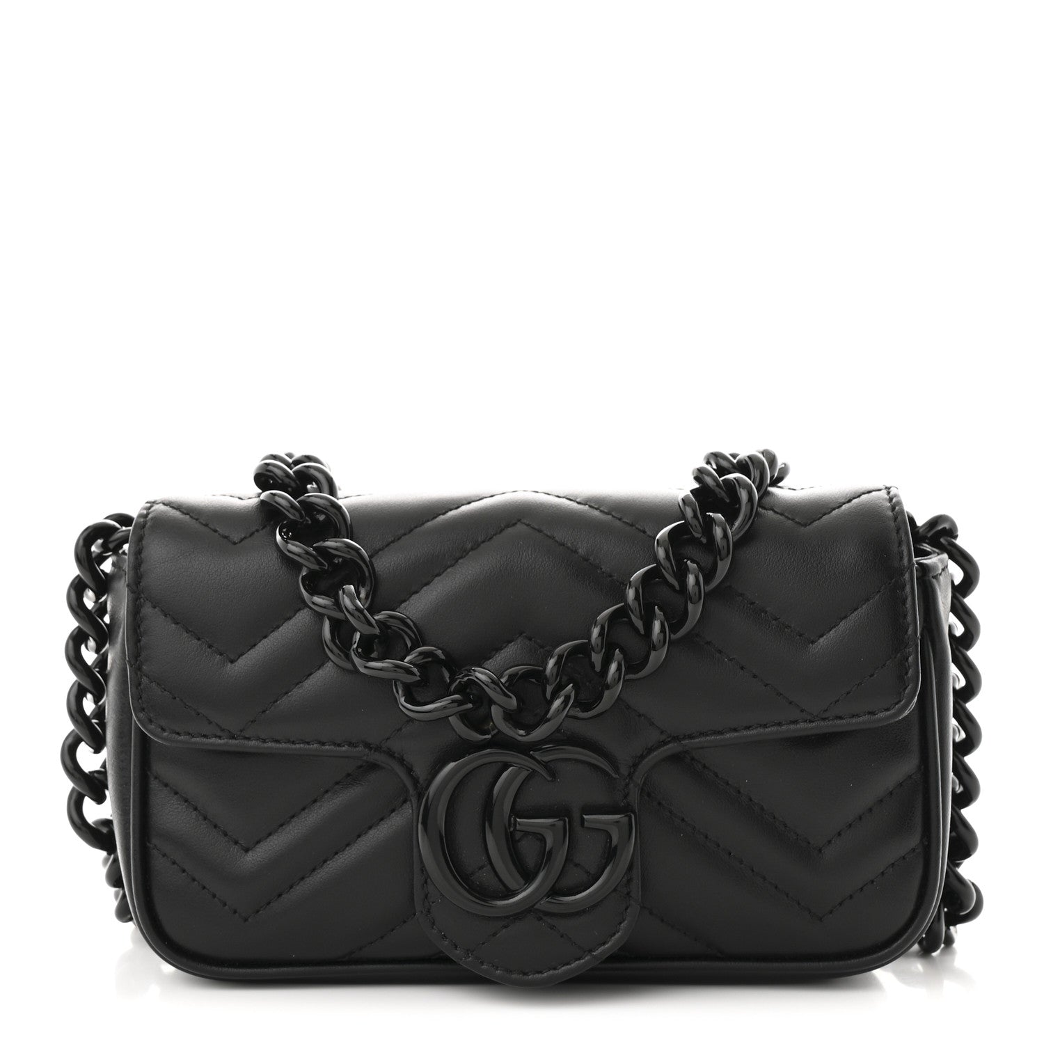 Gucci Calfskin Matelasse Monochrome GG Marmont Chain Belt Bag