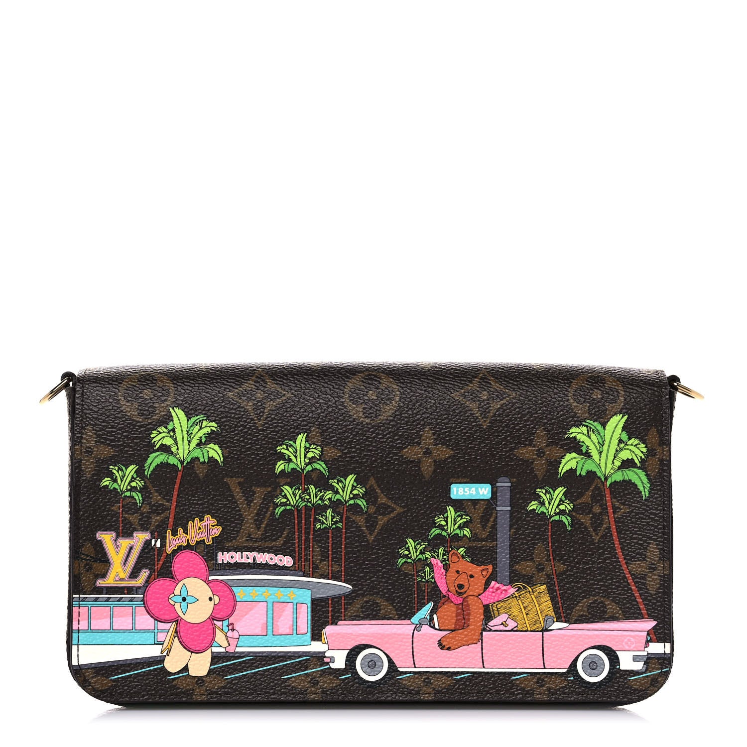 Louis Vuitton Monogram 2021 Christmas Animation Hollywood Pochette Felicie Chain Wallet Fuchsia 1 of 9