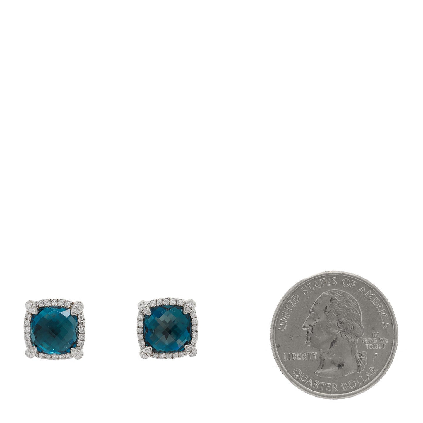 Sterling Silver Hampton Blue Topaz Diamond 9mm Chatelaine Bezel Stud Earrings