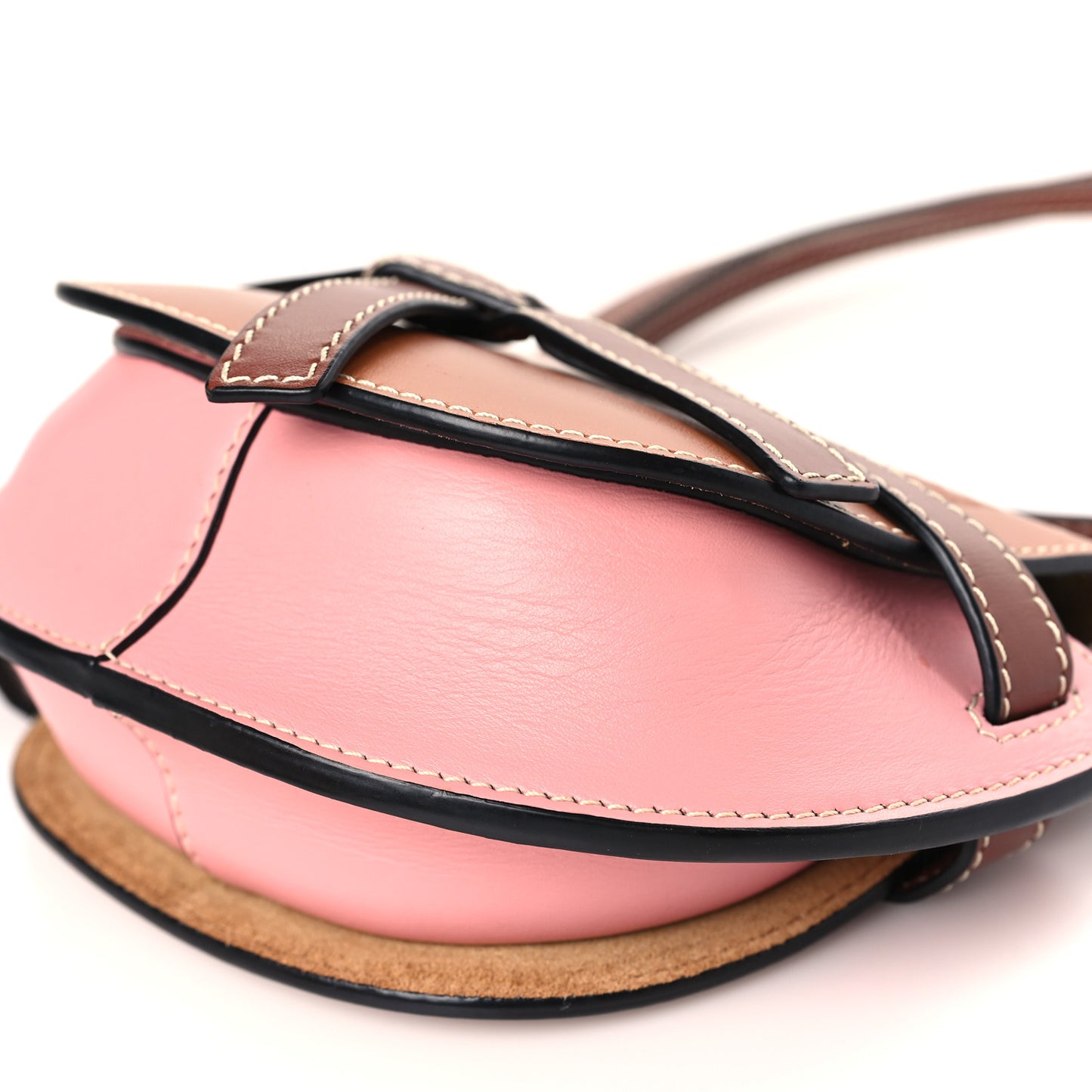 Calfskin Mini Gate Crossbody Bag Pastel Pink Tan
