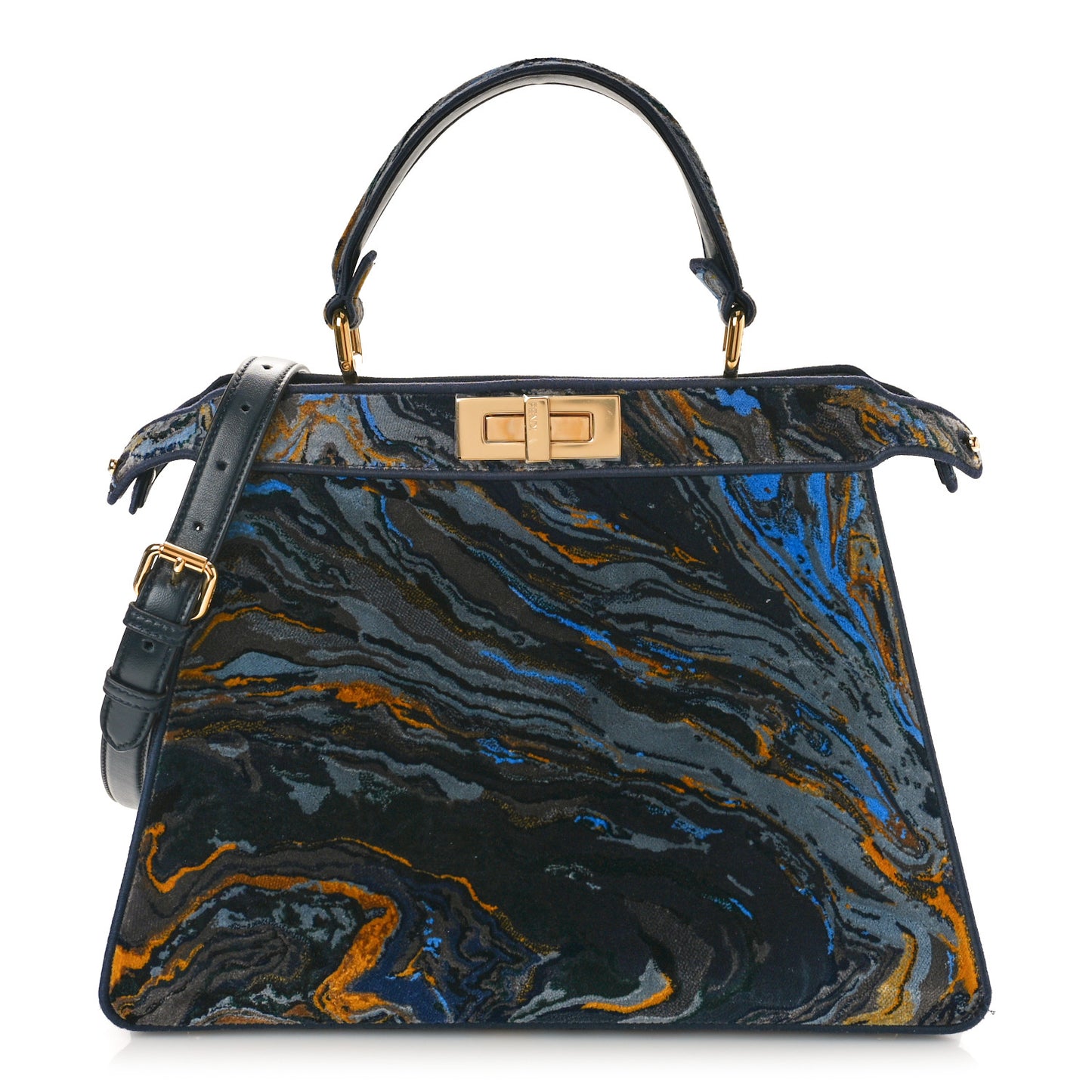 Velvet Marble Medium Peekaboo I SEE U Satchel Bleu Multicolor