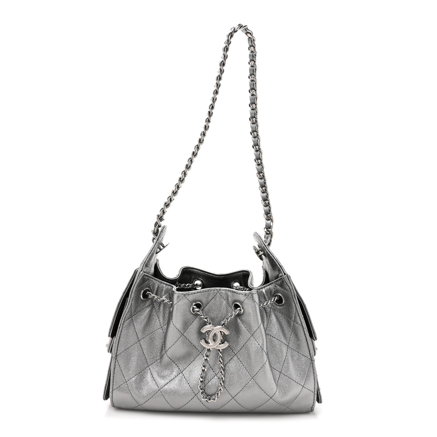Chanel Metallic Caviar Quilted Mini Chanel 25 Handbag Anthracite