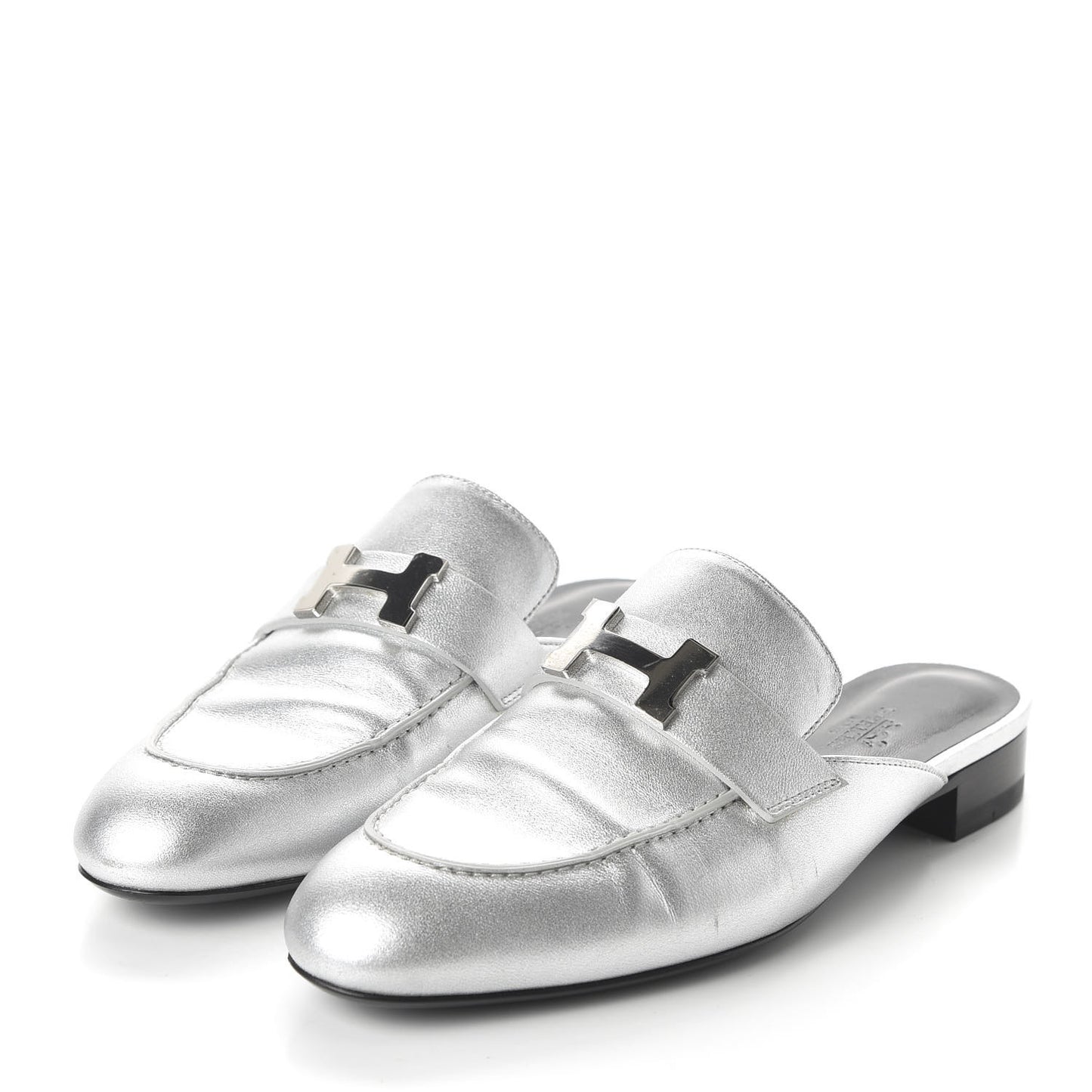 Metallic Nappa Trocadero Mule 37.5 Gris Argento