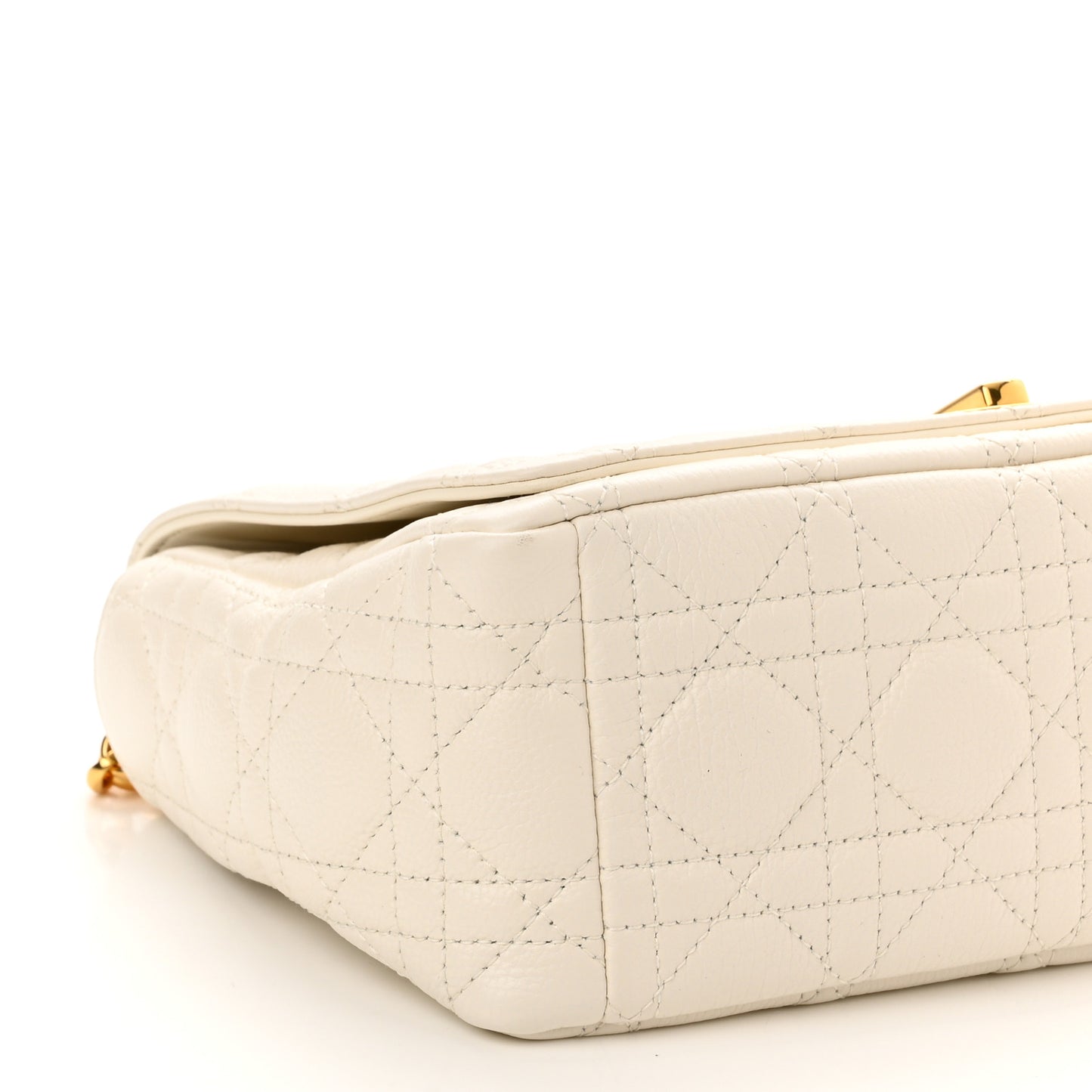 Supple Calfskin Cannage Medium Caro Bag Ivory