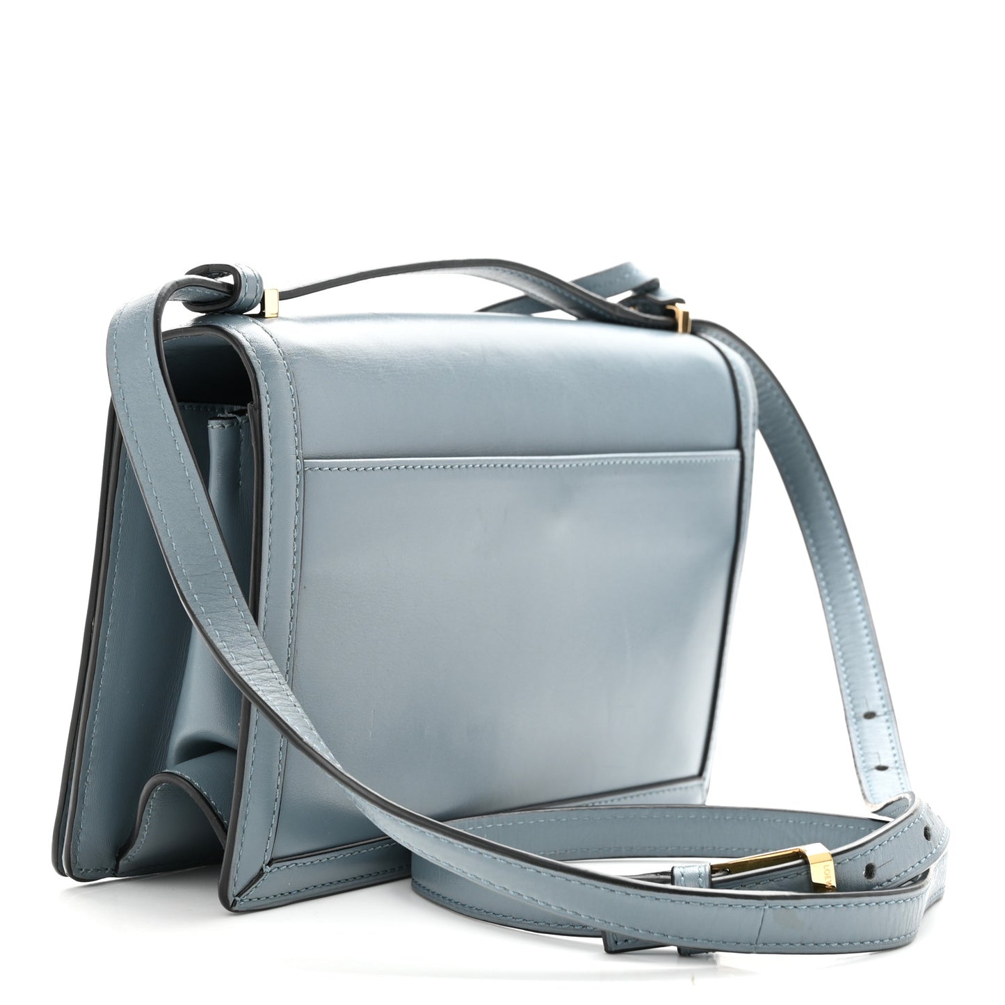 Calfskin Medium Barcelona Shoulder Bag Stone Blue
