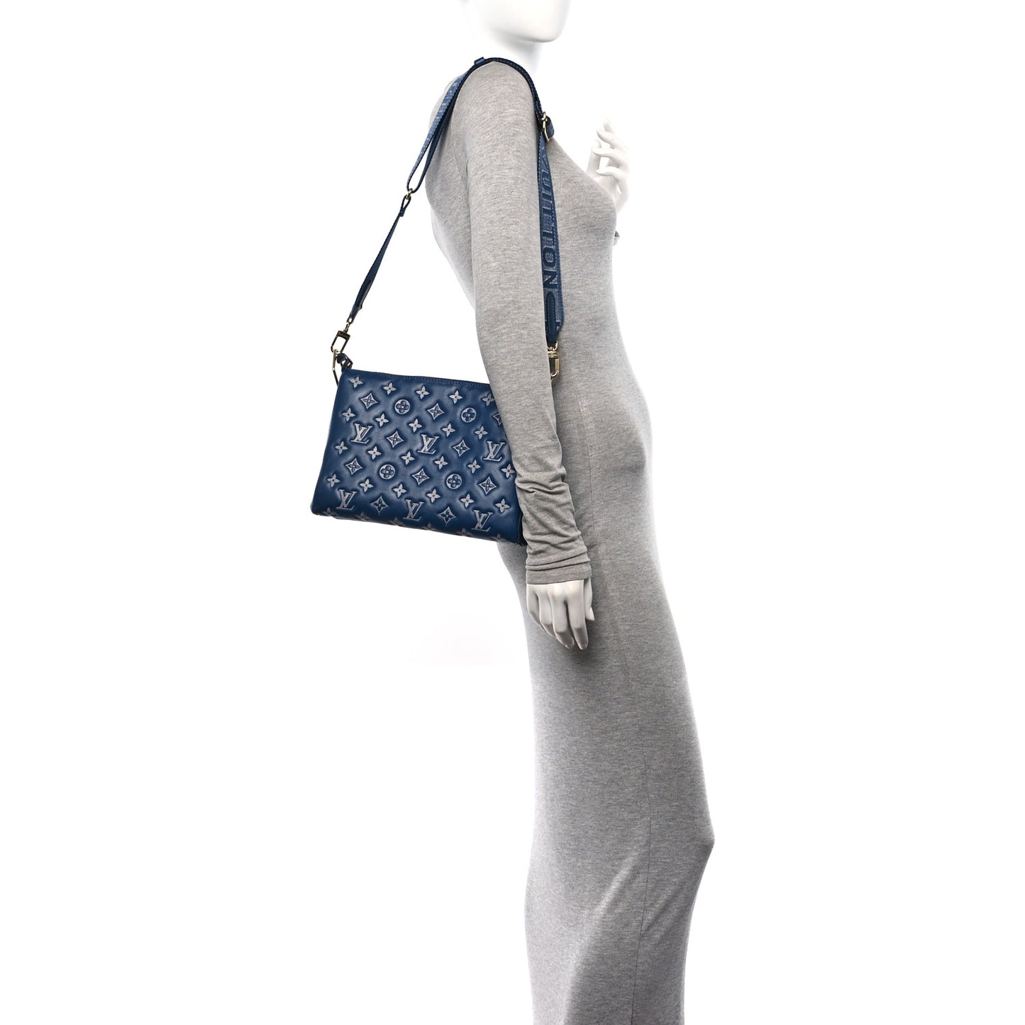 Lambskin Embossed Monogram Coussin PM Denim Blue