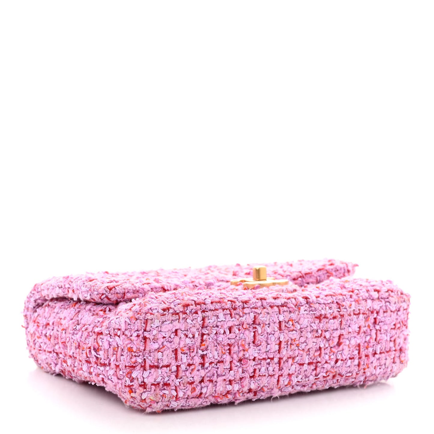 Tweed Enamel Quilted Mini Pending CC Square Flap Light Purple Pink Red