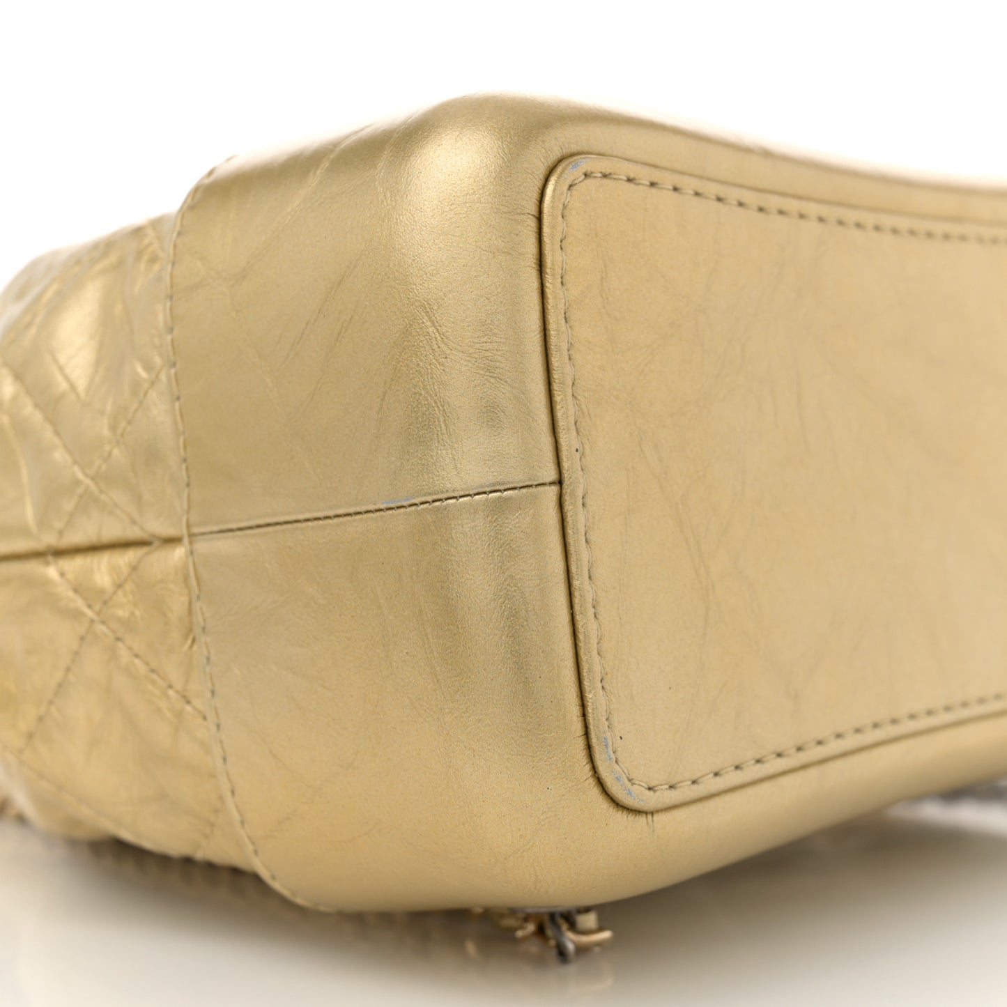 Metallic Lambskin Small Quilted Gabrielle Backpack Gold