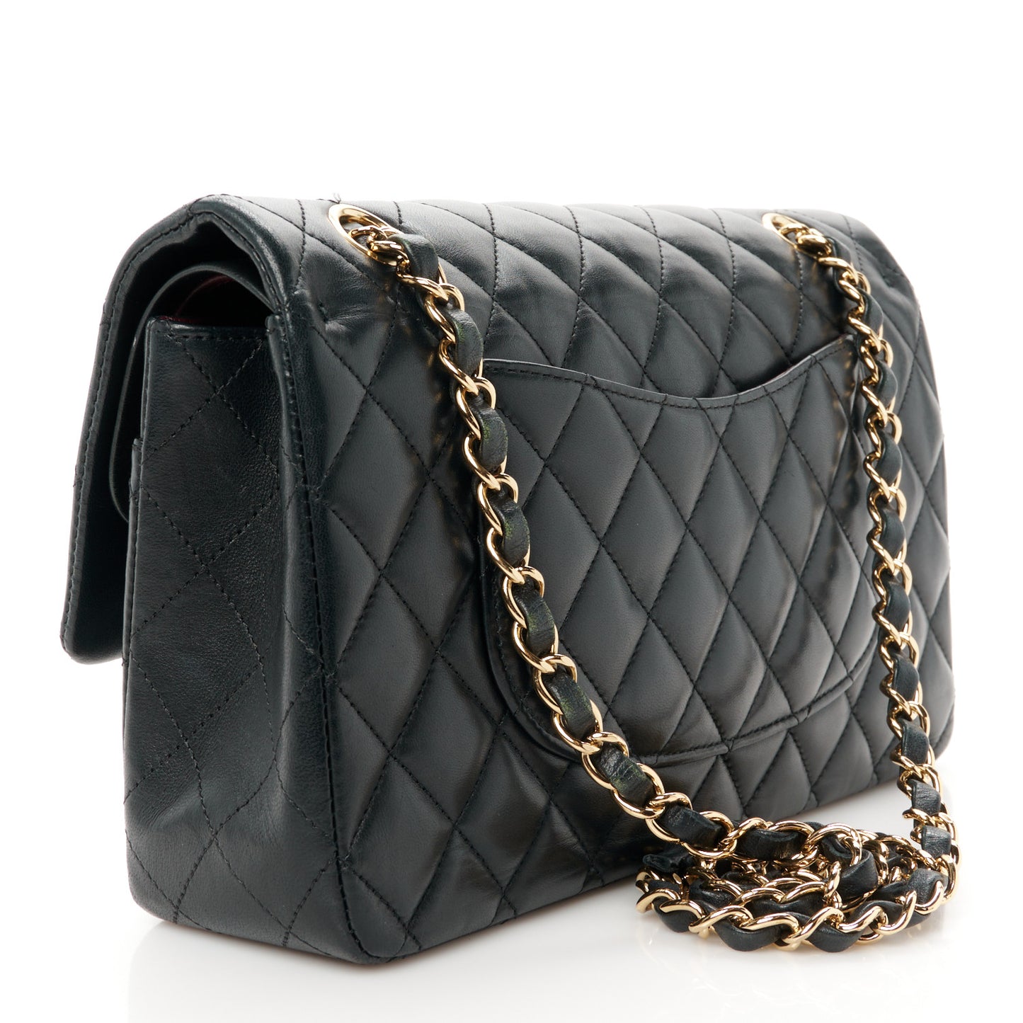 Lambskin Quilted Medium Double Flap Black