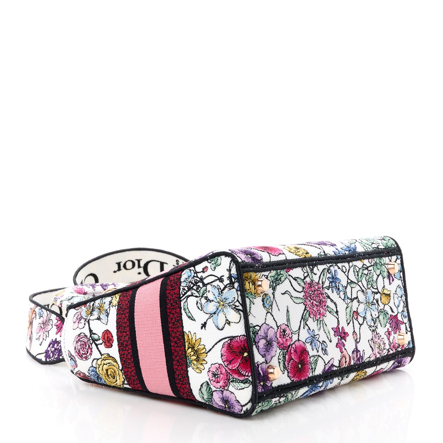 CHRISTIAN DIOR Canvas Florilegio Embroidered Medium Lady D-Lite White Multicolor