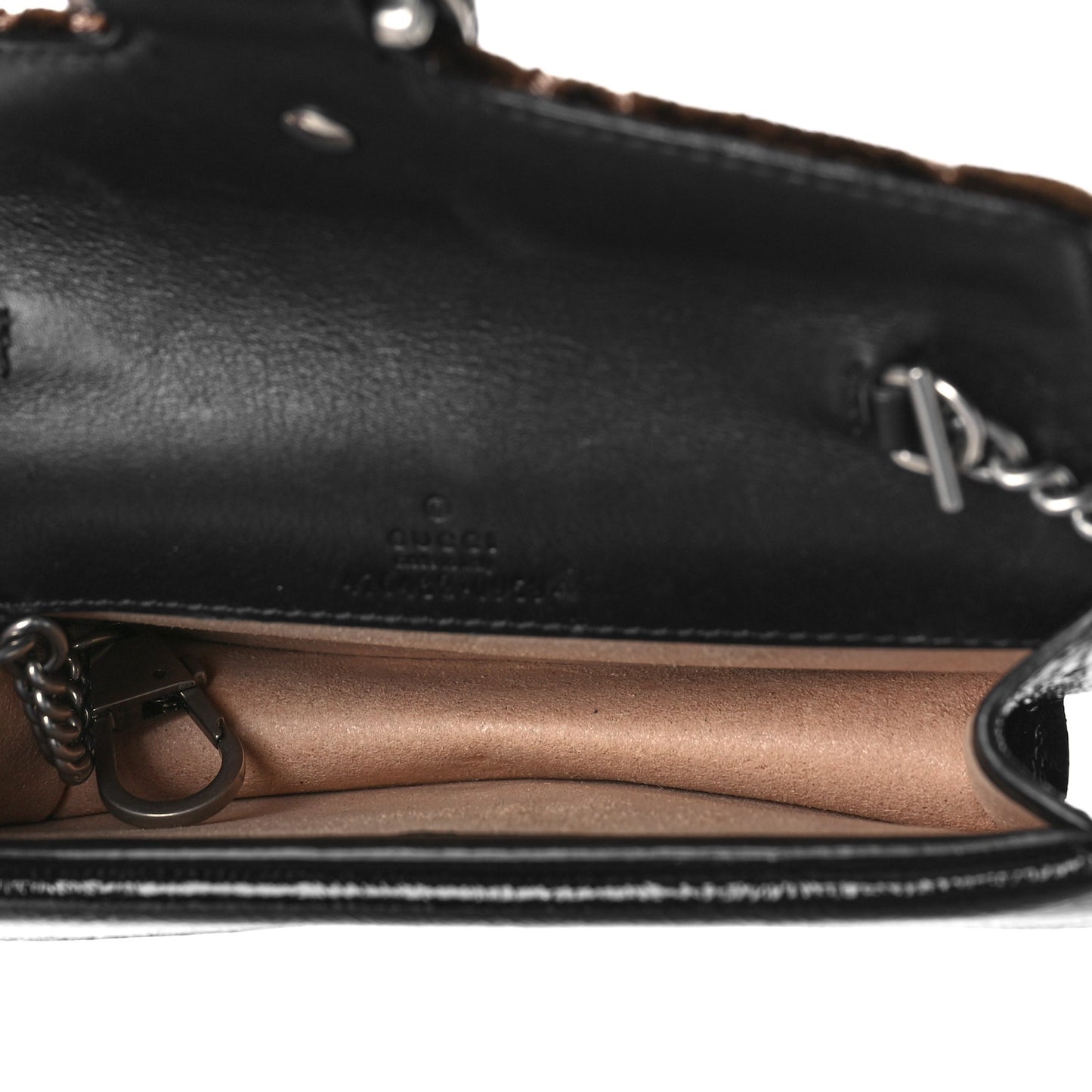 Velvet Skipper Crystal GG Monogram Super Mini Dionysus Shoulder Bag Brown Black Black Diamond