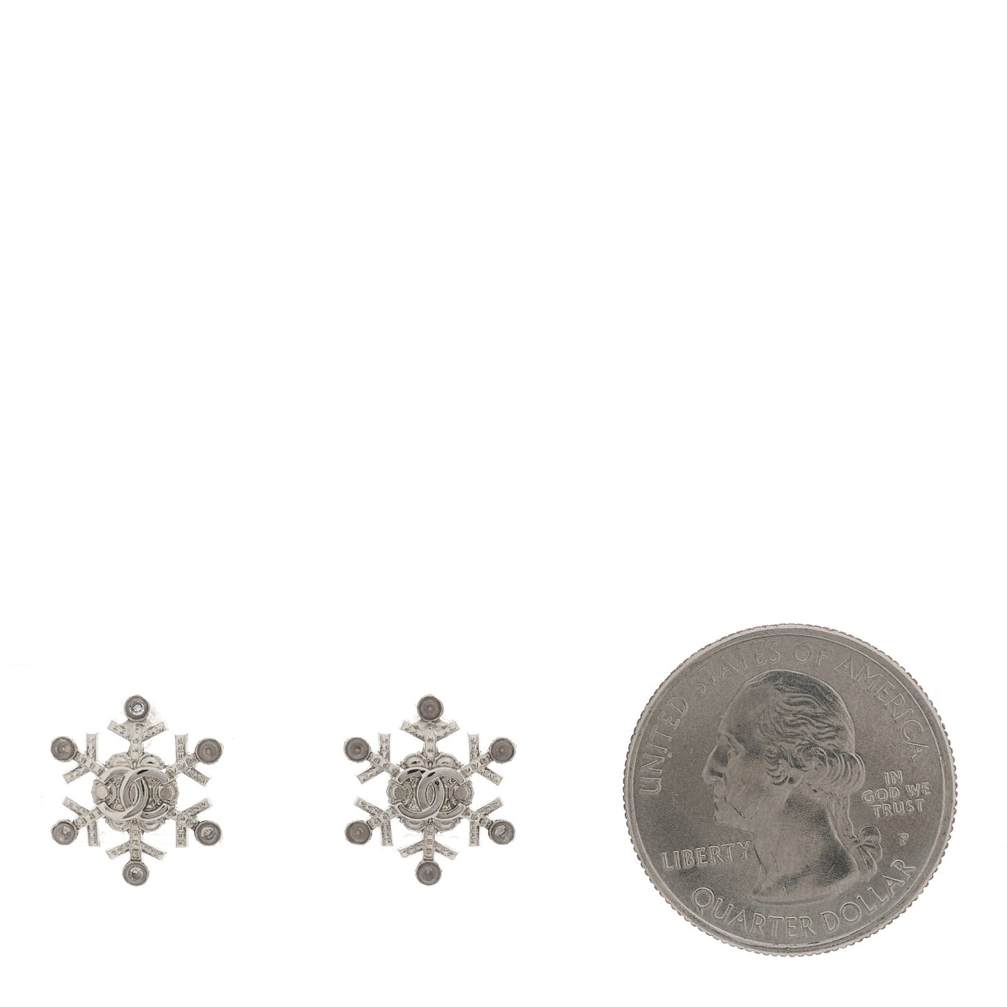 Crystal CC Snowflake Earrings Silver