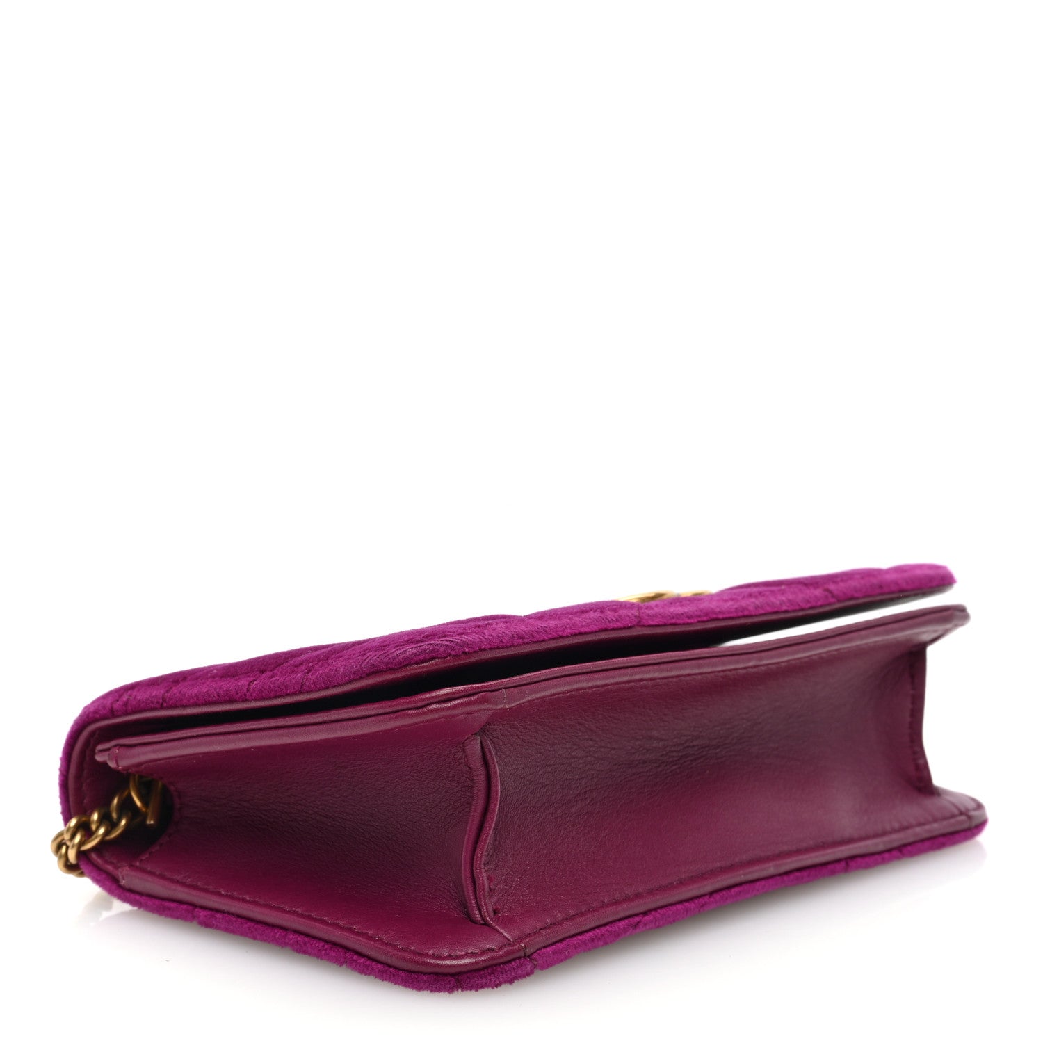 Gucci Velvet Matelasse GG Marmont Mini Bag Fuchsia Violet Cyclamen 4 of 9