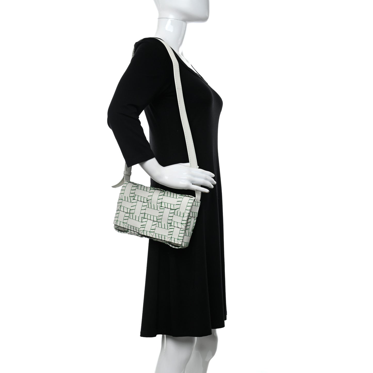 Lambskin Maxi Intreccio Overlock Stitched Cassette Crossbody Bag White Parakeet