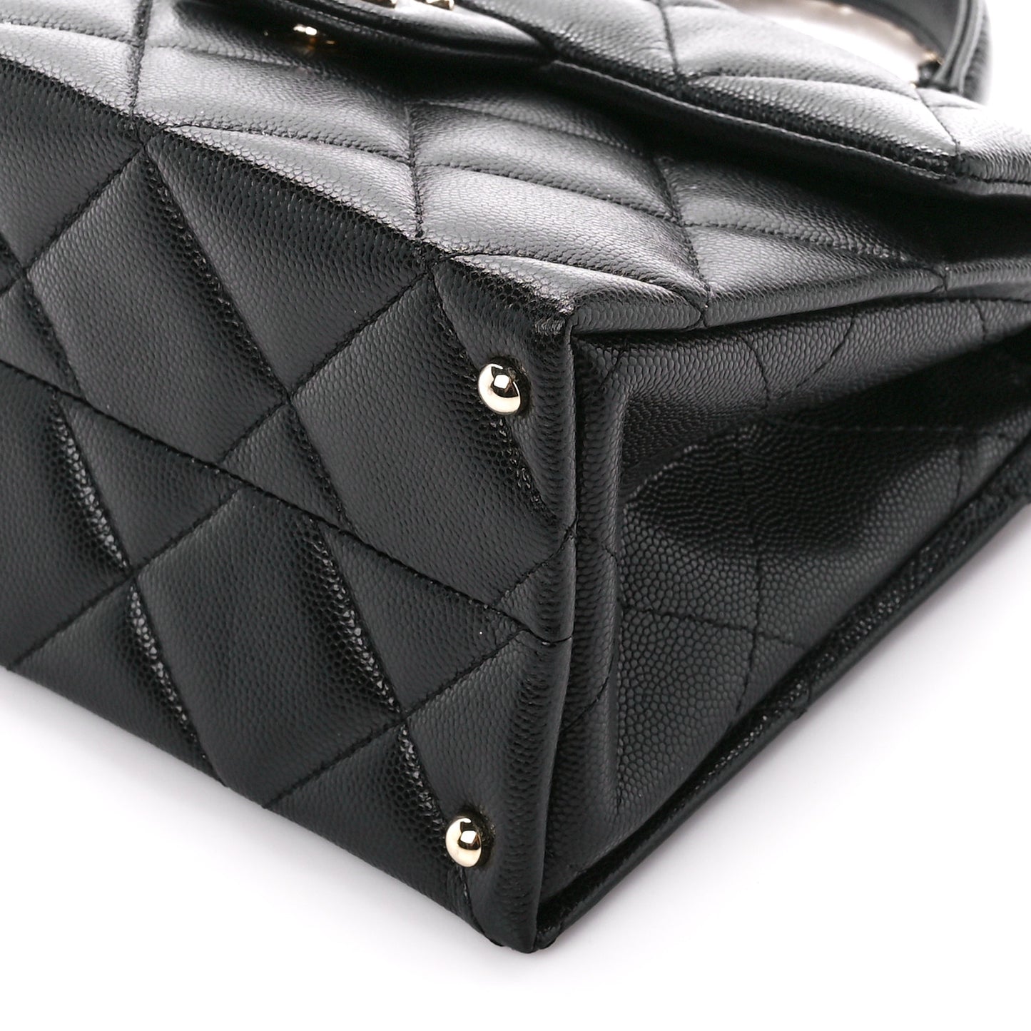 Caviar Quilted Mini Retro Twist Top Handle Flap Black