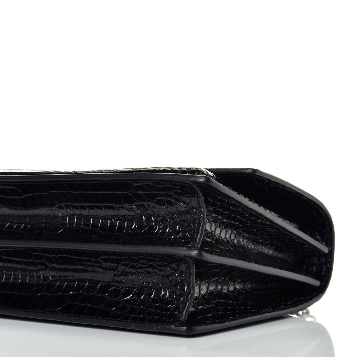 Calfskin Crocodile Embossed Medium Monogram Sunset Black