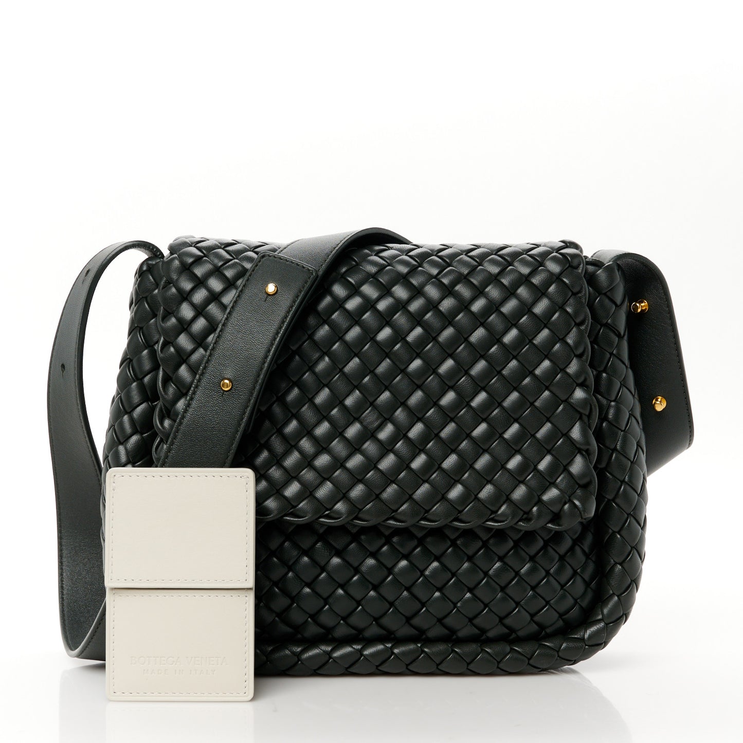 Nappa Intrecciato Small Cobble Shoulder Bag Dark Green