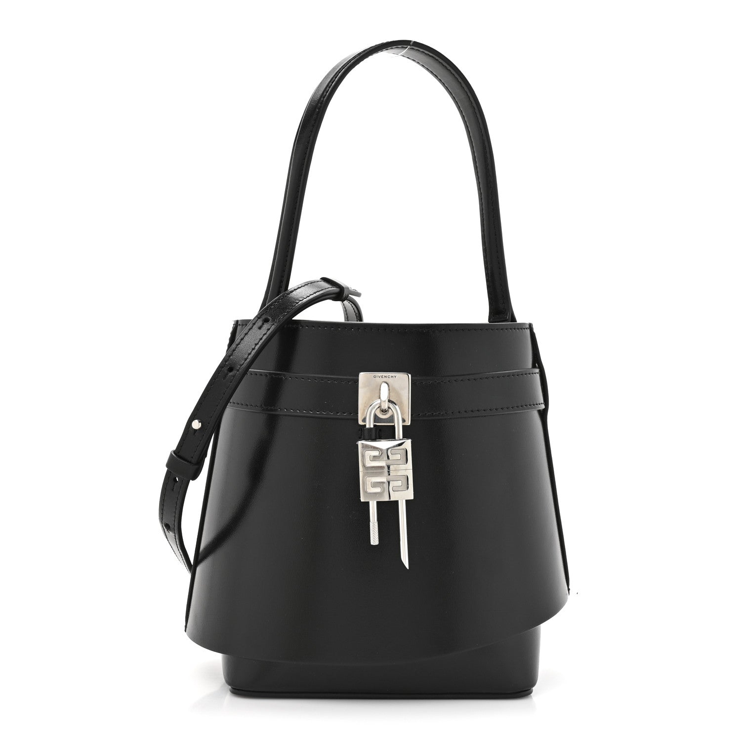 GIVENCHY カーフレザー　ハンドバッグ　ボックス　スクエア　ブラック Givenchy Box Calfskin Shark Lock Bucket Bag Black 1836809